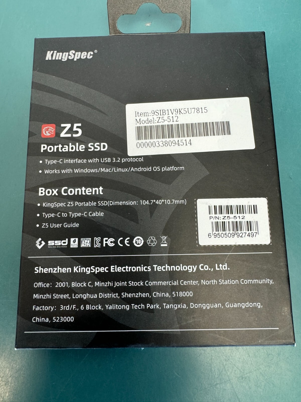 KingSpec Z5 512GB Portable External SSD with RGB Light - up to 2100MB/s, Zinc... - Image 3