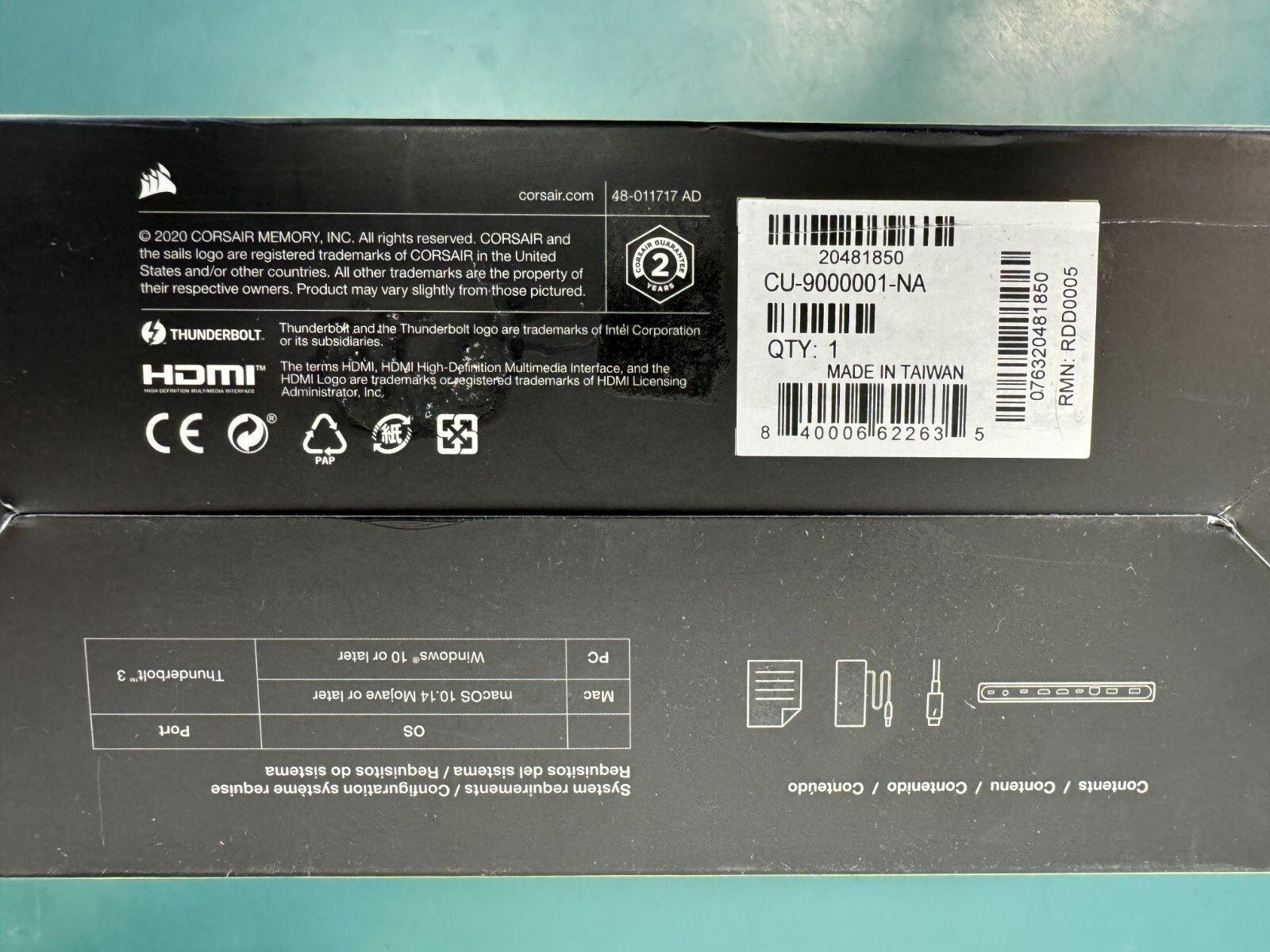Corsair TBT100 - Thunderbolt™ 3 Dock – 85W charging, Dual 4k Grey 2x HDMI Output - Image 4