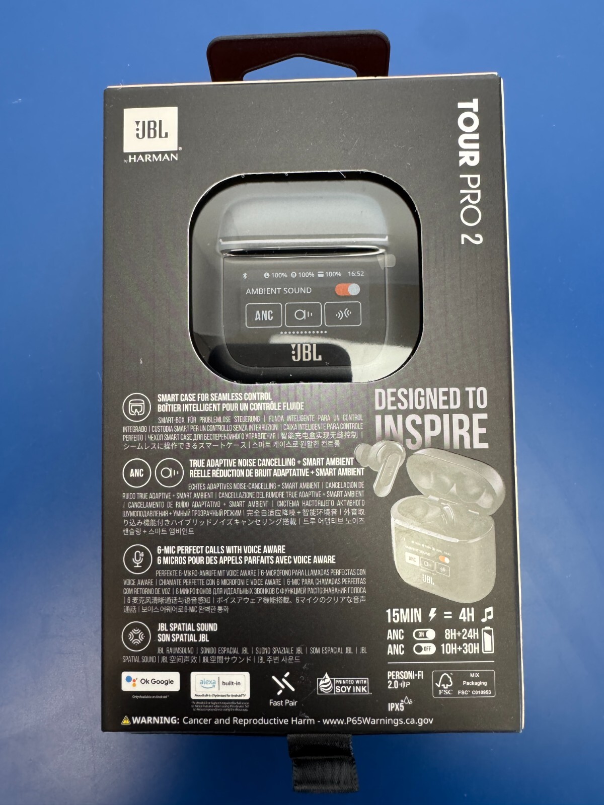JBL Tour Pro 2 True Wireless Bluetooth Noise-cancelling Earbuds Black - Image 2