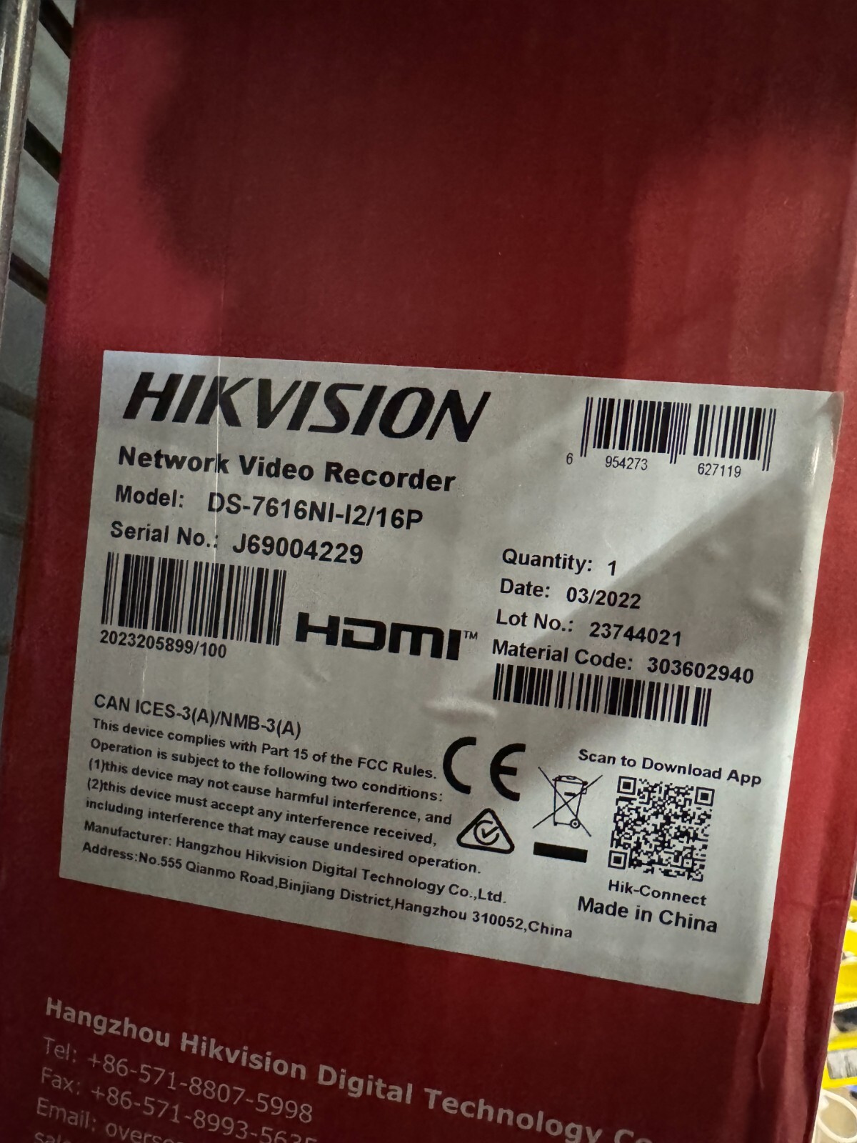 Hikvision 16CH NVR DS-7616NI-I2/16P 12MP 16POE Network Video Recorder - Image 2