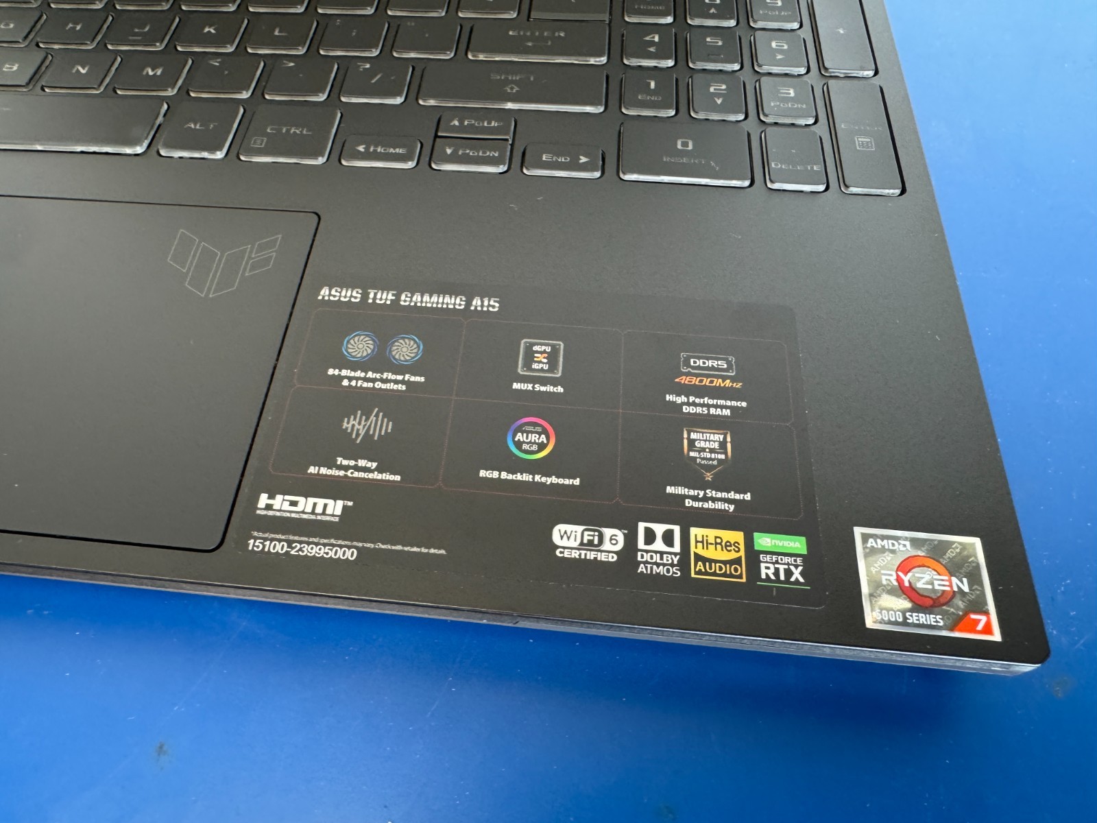 ASUS TUF Gaming A15 15.6” FHD AMD Ryzen 7 6800H 16GB 512GB RTX 3070 W11H Laptop - Image 6