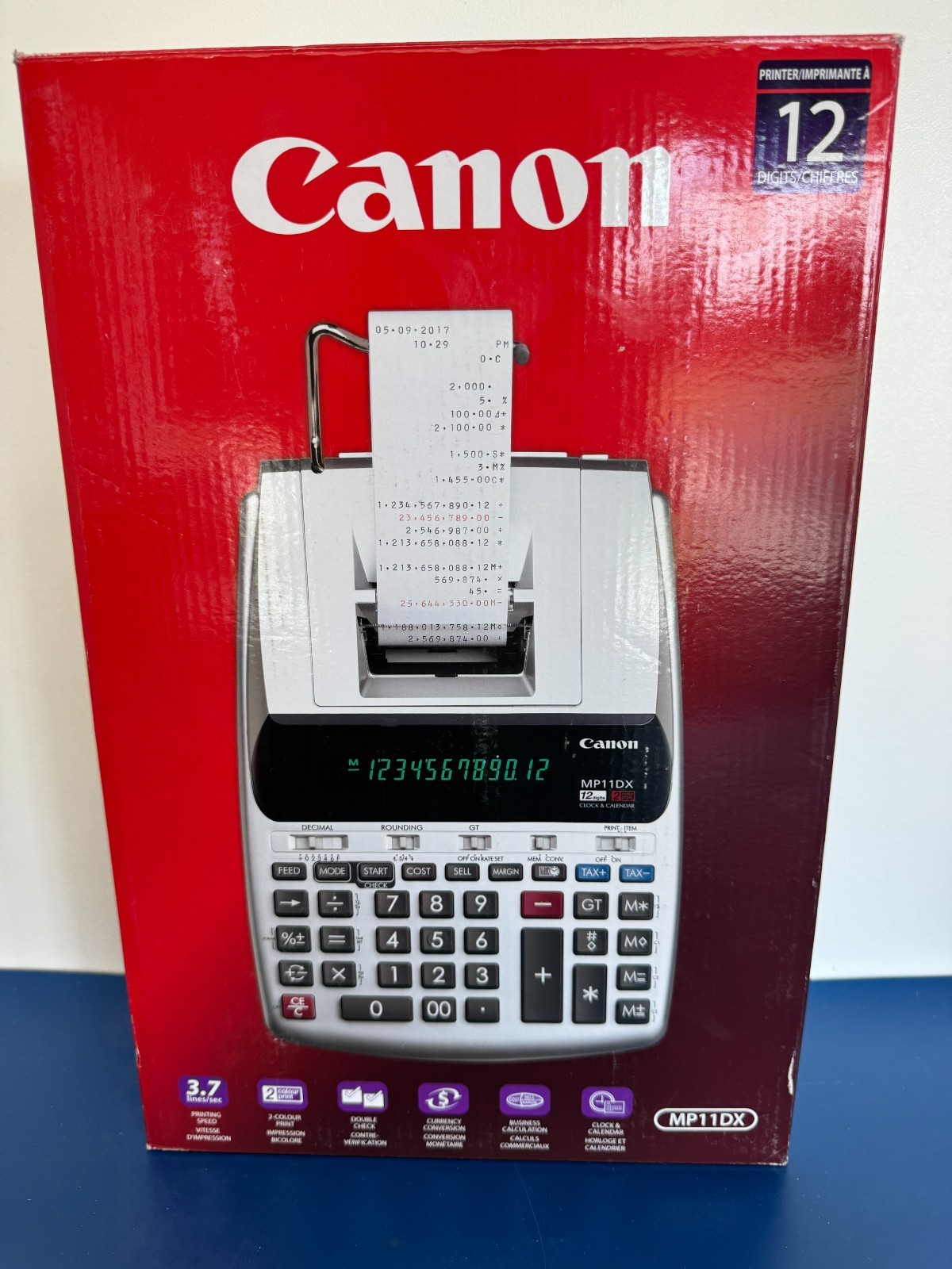 Canon MP11DX-2 Printing Calculator - Dual Color Print - Clock, Calendar, Date/Ti