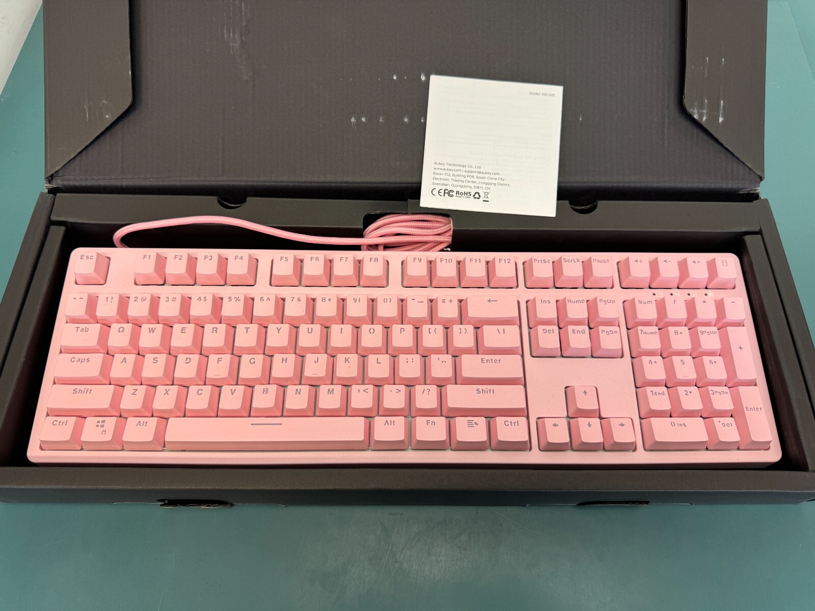 AUKEY Pink Mechanical Gaming Keyboard KM-G15 (Backlit - Blue Switch) - Image 2