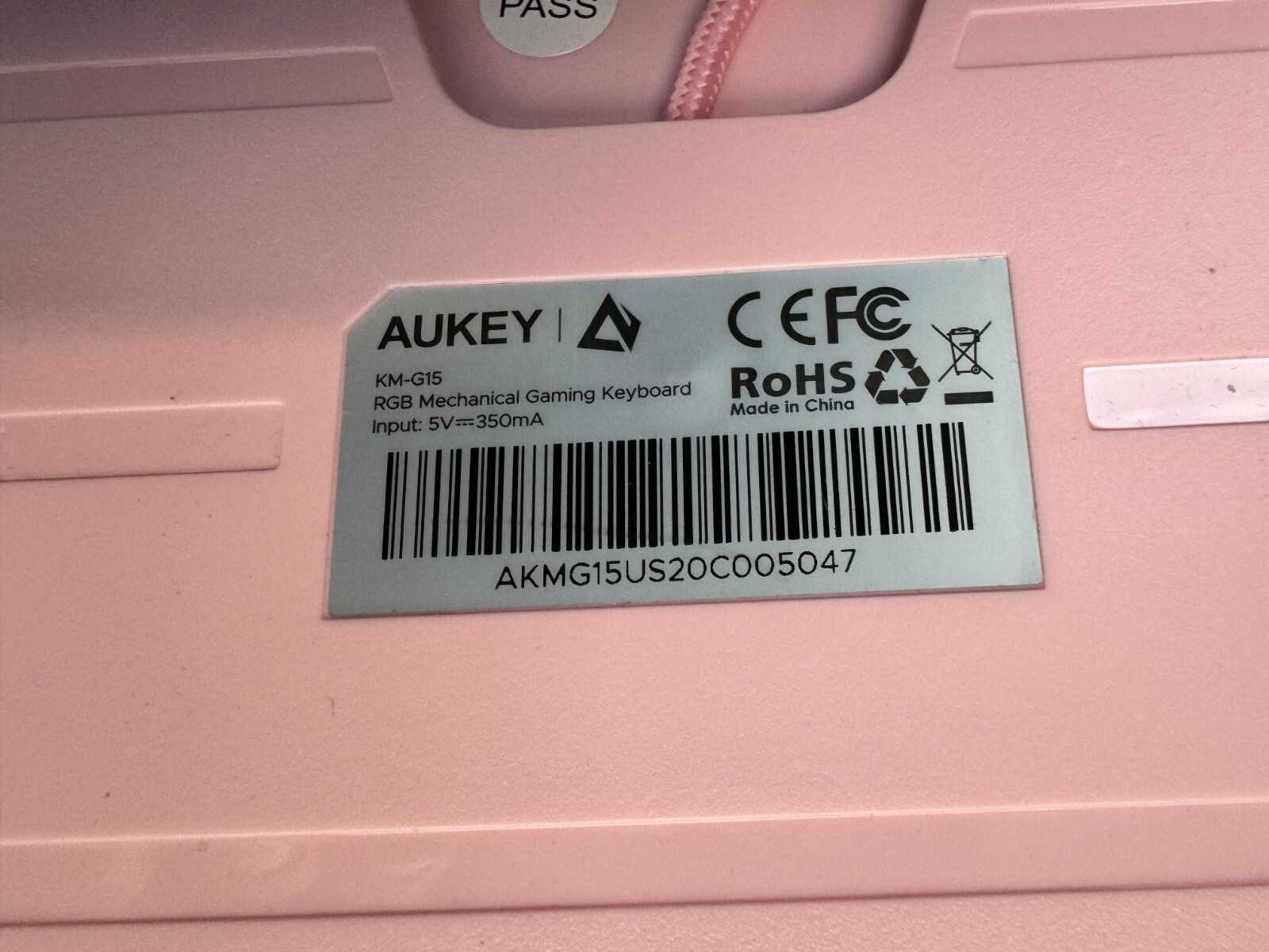 AUKEY Pink Mechanical Gaming Keyboard KM-G15 (Backlit - Blue Switch) - Image 3