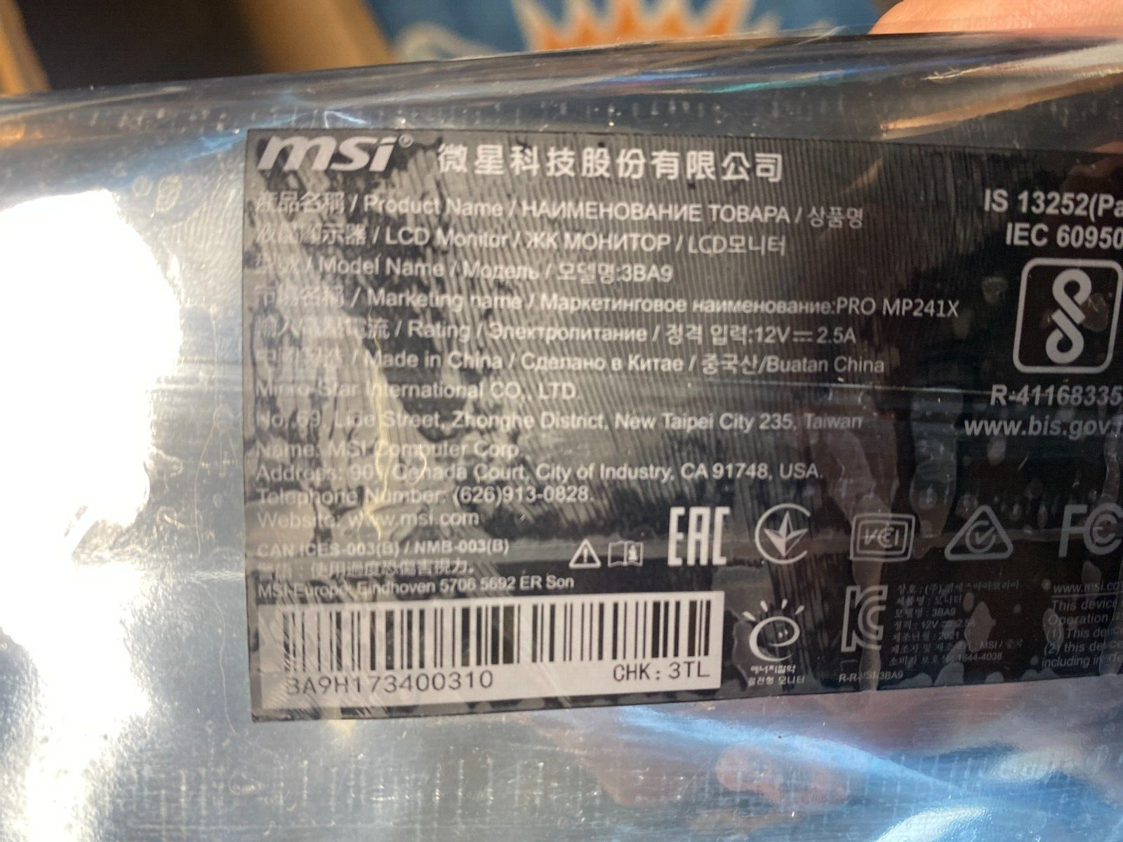 MSi 3BA9 PRO MP241X Monitor Main Board Repair - Image 2