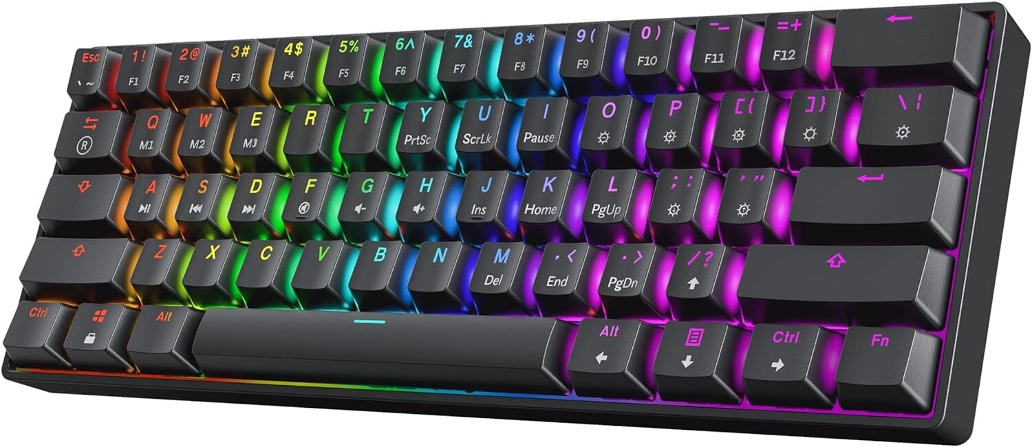 GK61 HK Gaming Keyboard Mechanical LED RGB Backlit Programmable Gateron 60%