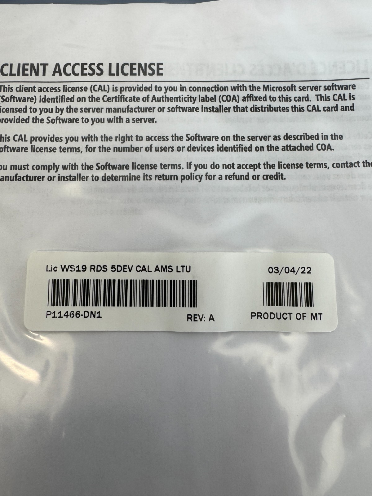 HPE Microsoft Windows Server 2019 5-CAL License - (P11466-DN1) - Image 2