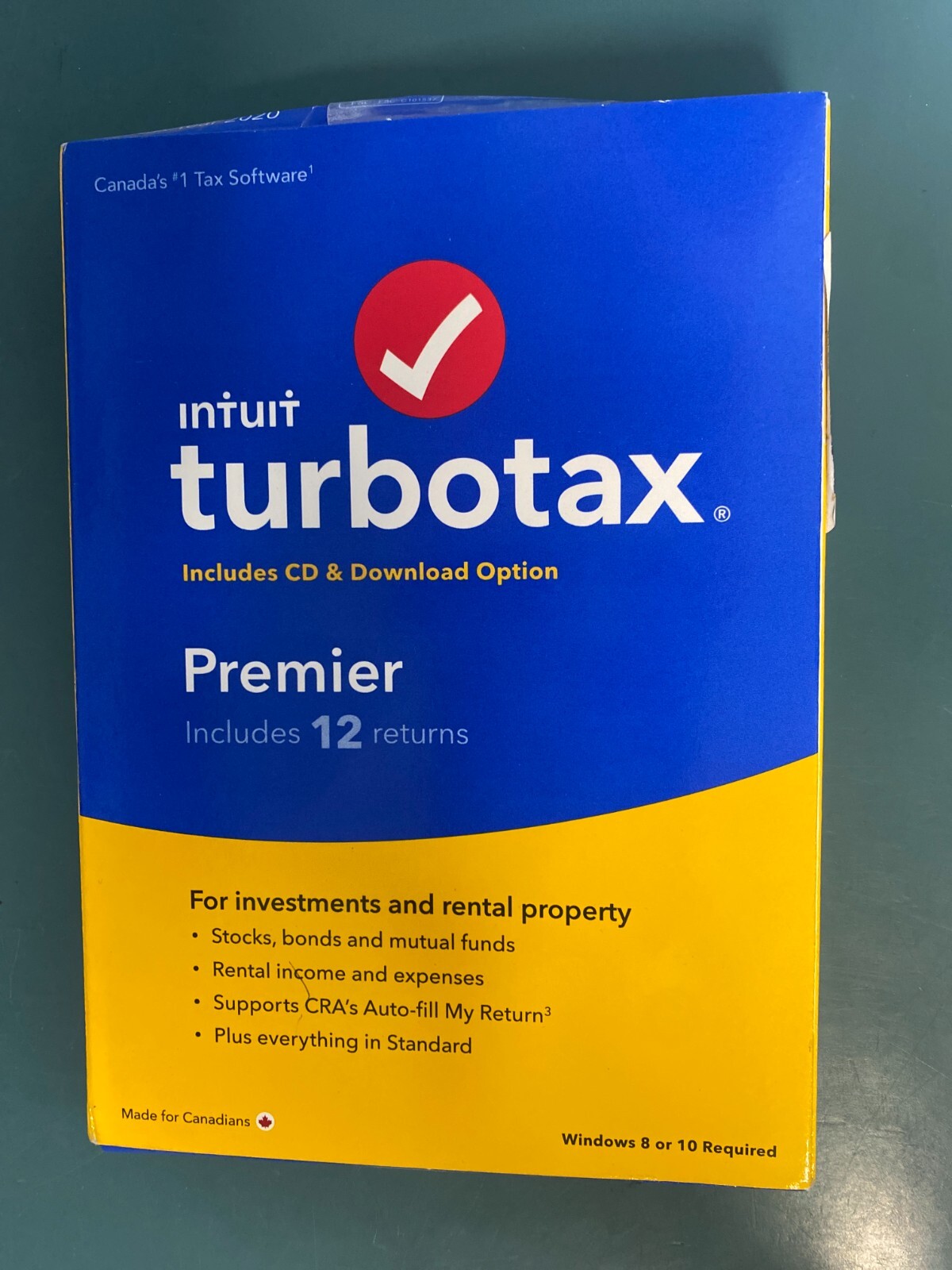 Intuit Turbotax Premier PC French English CD year 2020 Année 2020