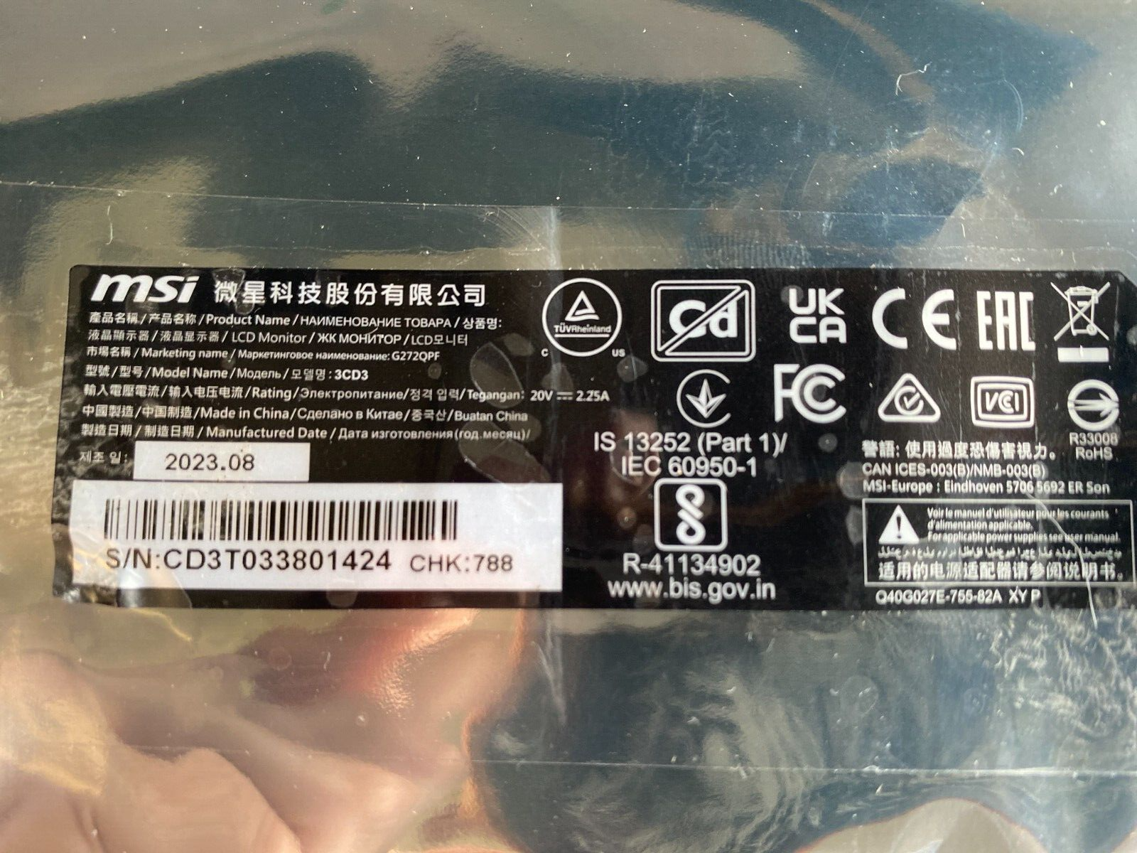 MSi 3CD3 G272QPF Monitor Main Board Repair Kit - Image 2