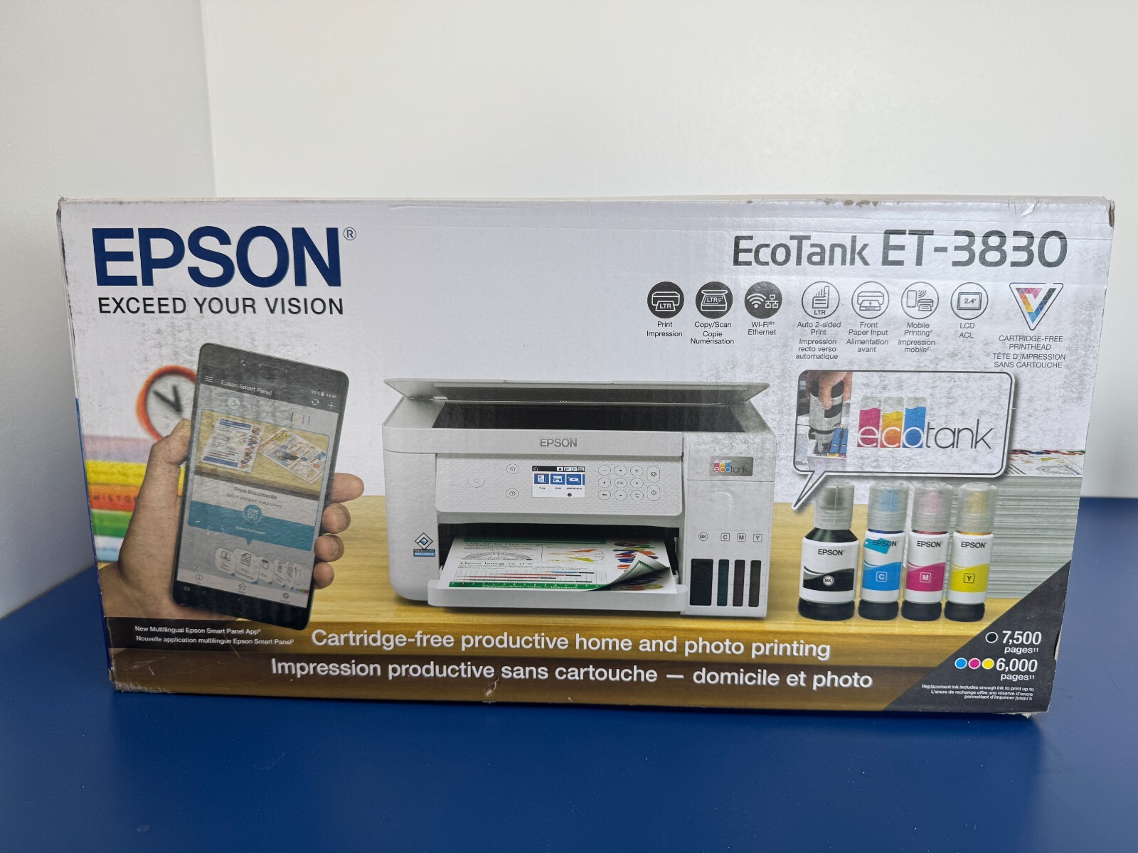 Epson EcoTank ET-3830 Color Inkjet All-In-One Printer - White