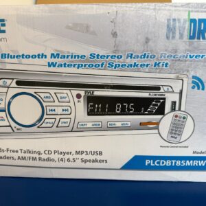 Pyle PLCDBT85MRW In Dash Marine Boat CD Bluetooth + 2 Speakers & Radio Cover