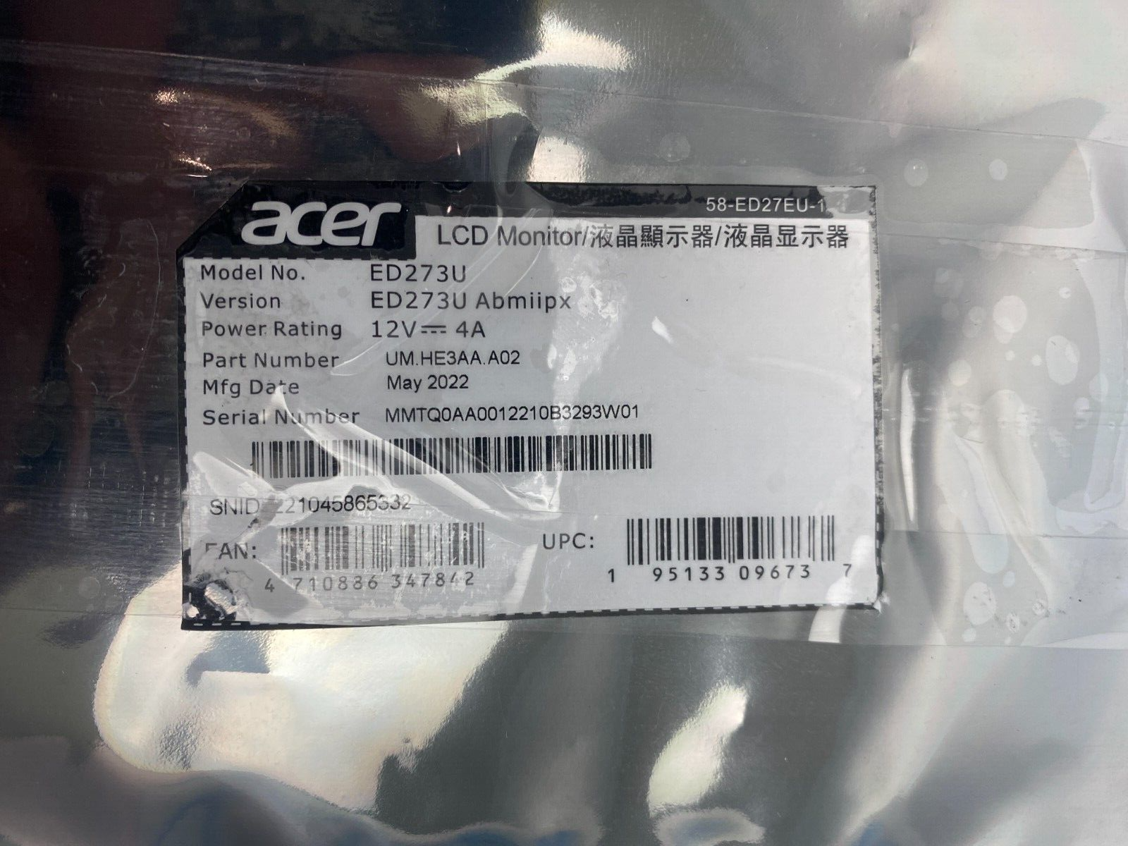 ACER ED273U ABMIIPX Monitor Main Board - Image 2