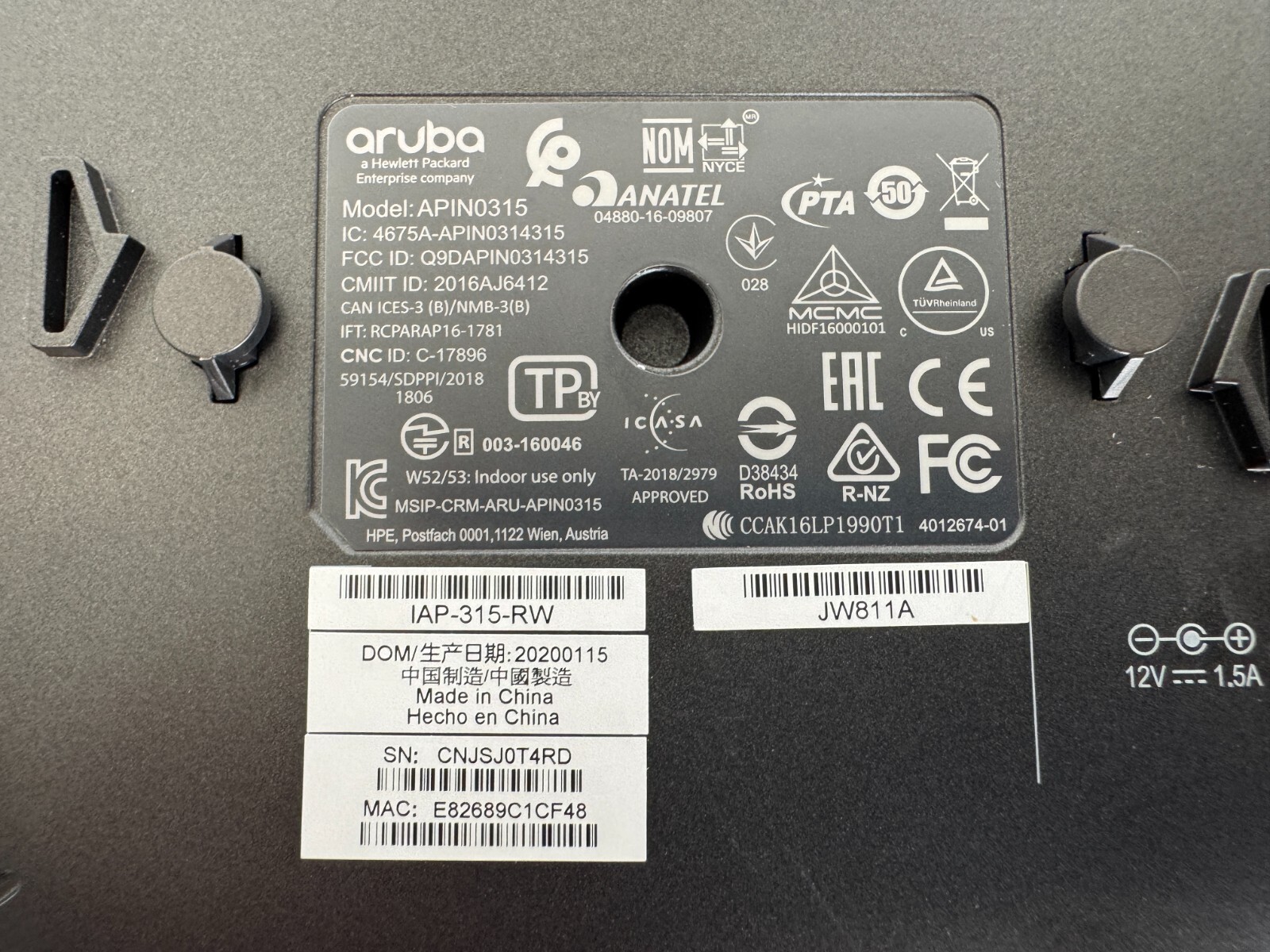 Aruba AP-315 APIN0315 IAP-315-RW 802.11ac JW811A Dual Band 310 Access Point - Image 5