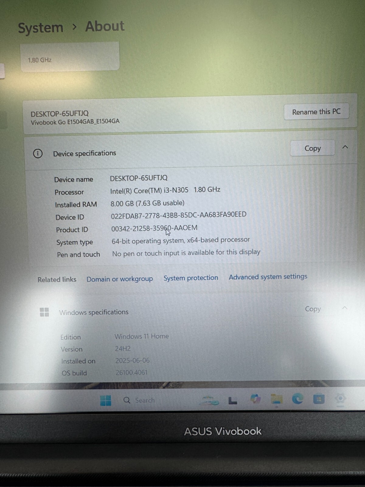 ASUS Vivobook 15.6 FHD E1504GA-BS31-CB Laptop Notebook i3-n305 8GB RAM 512GB SSD - Image 9