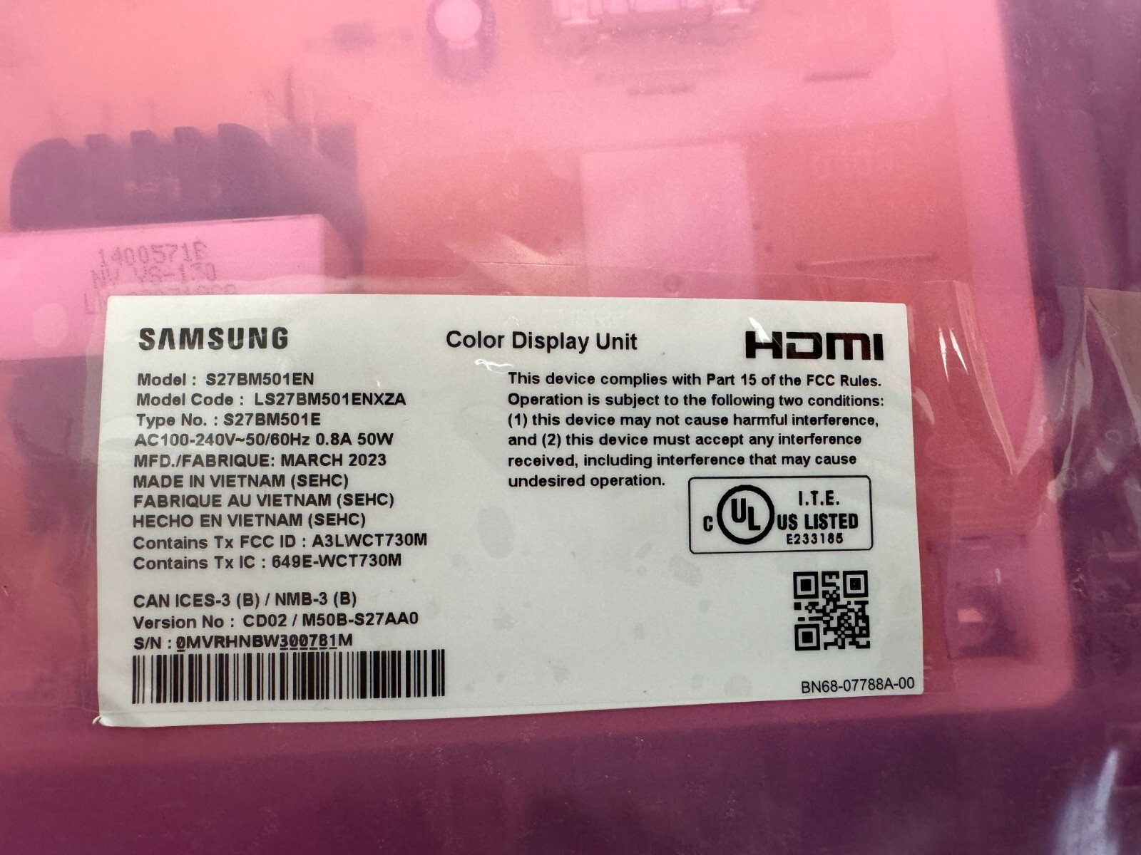 SAMSUNG M5B S27BM501E Monitor Replacement Main Board LS27BM501ENXZA - Image 2