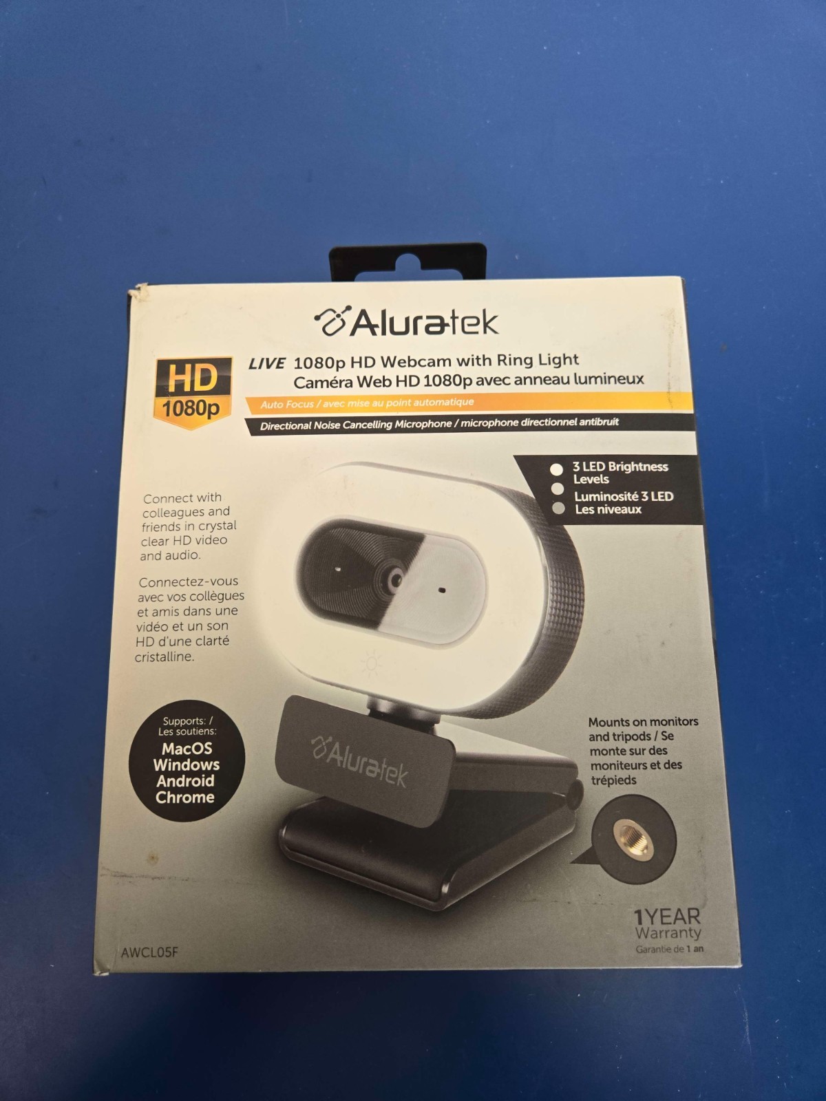 Aluratek 1080p HD Webcam with Ring Light AWCL05F - Image 2