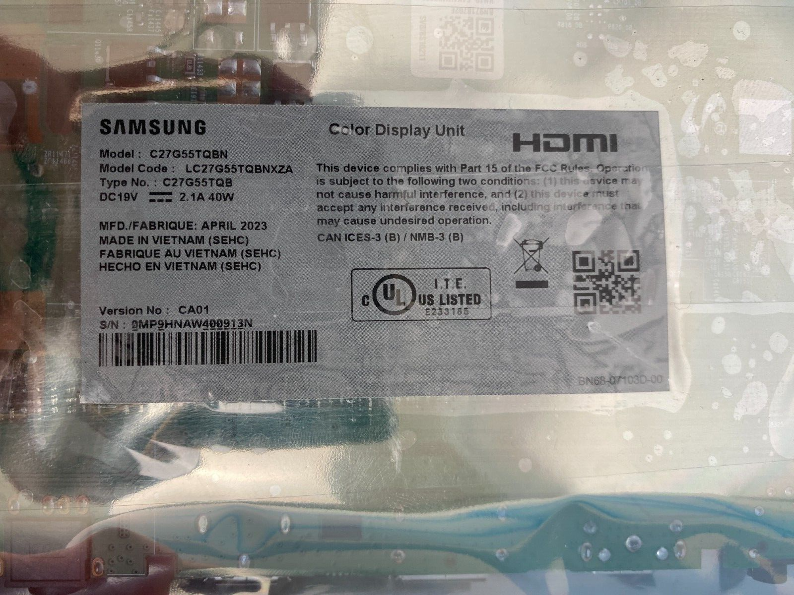 SAMSUNG C27G55TQBN LC27G55TQBNXZA Monitor Main Board - Image 2