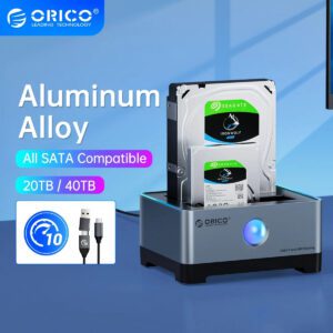 ORICO 2.5/3.5" HDD Docking Station USB 3.2 Gen2 to SATA  RGB Offline Clone 18TB
