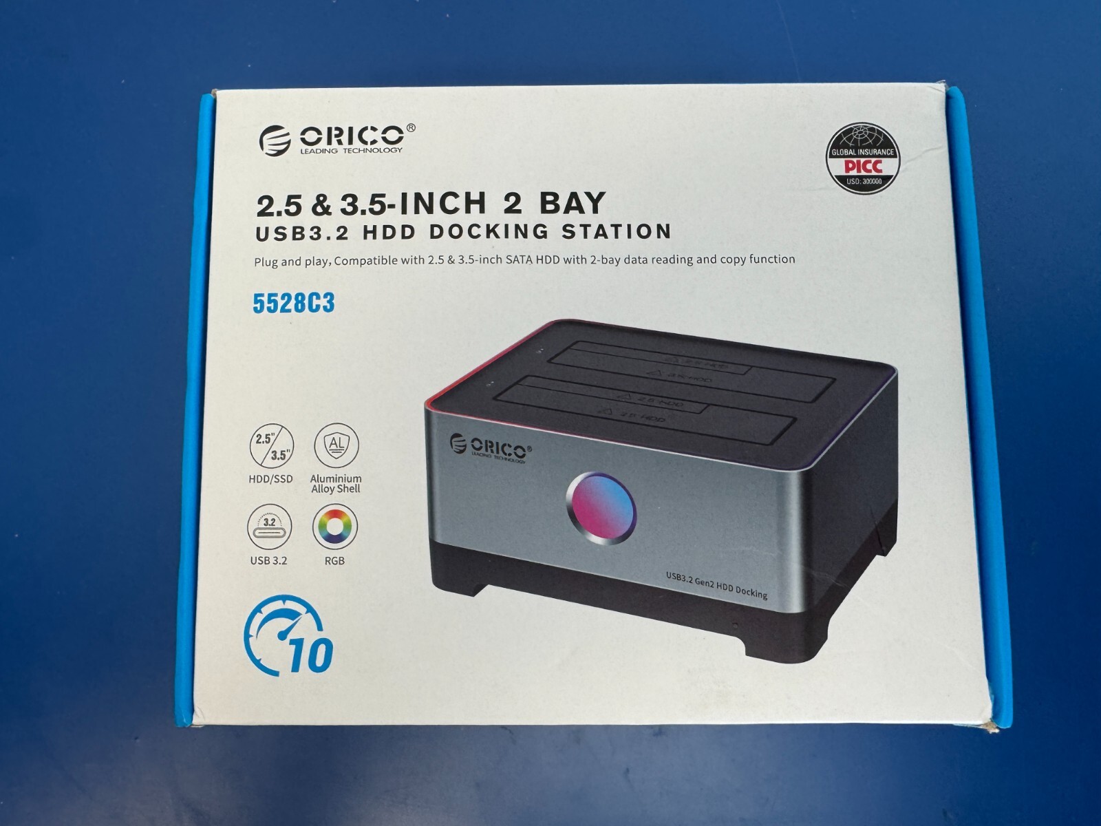 ORICO 2.5/3.5" HDD Docking Station USB 3.2 Gen2 to SATA RGB Offline Clone 18TB - Image 3
