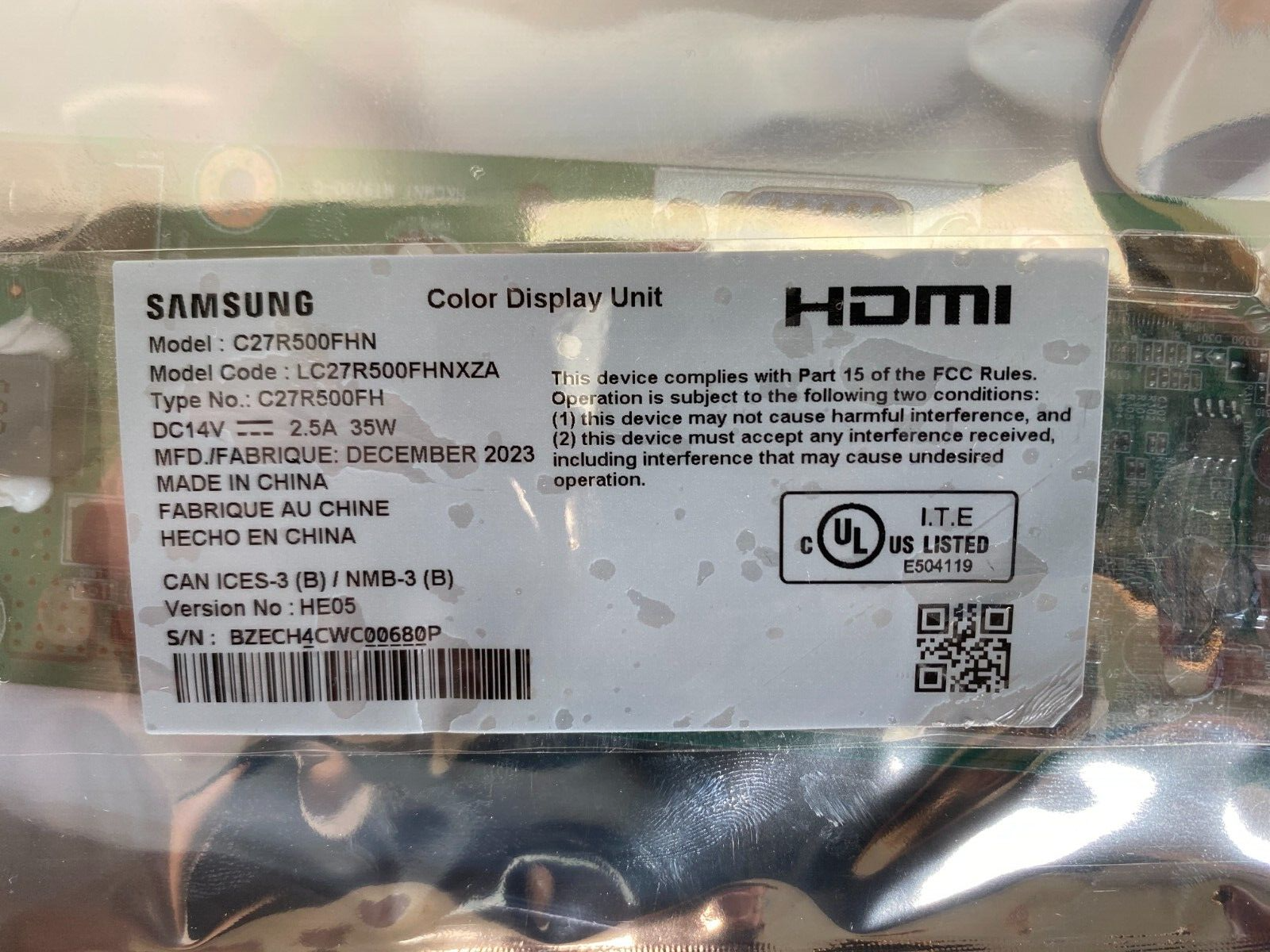 SAMSUNG C27R500FHN LC27R500FHNXZA Monitor Main Board - Image 2