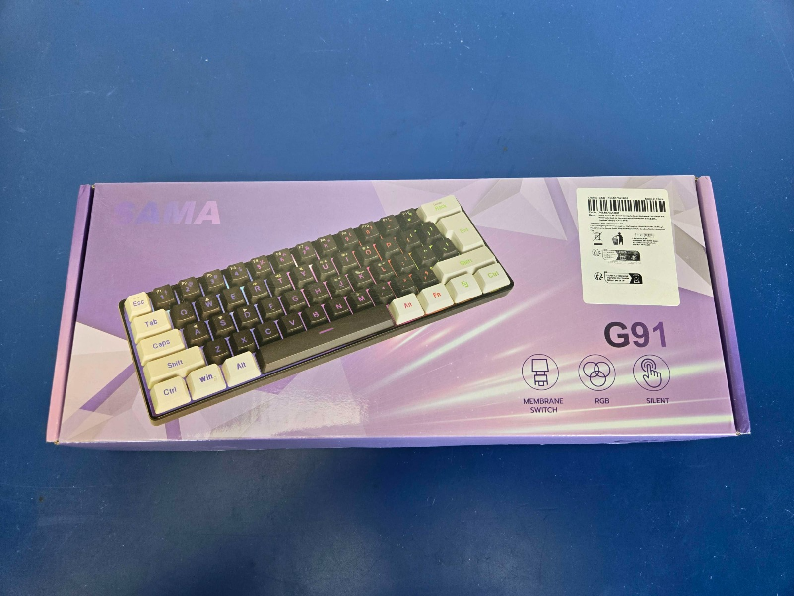SAMA G91 Keyboard 60 Percent, 61 Keys RGB Backlit Wired - Black - Image 2