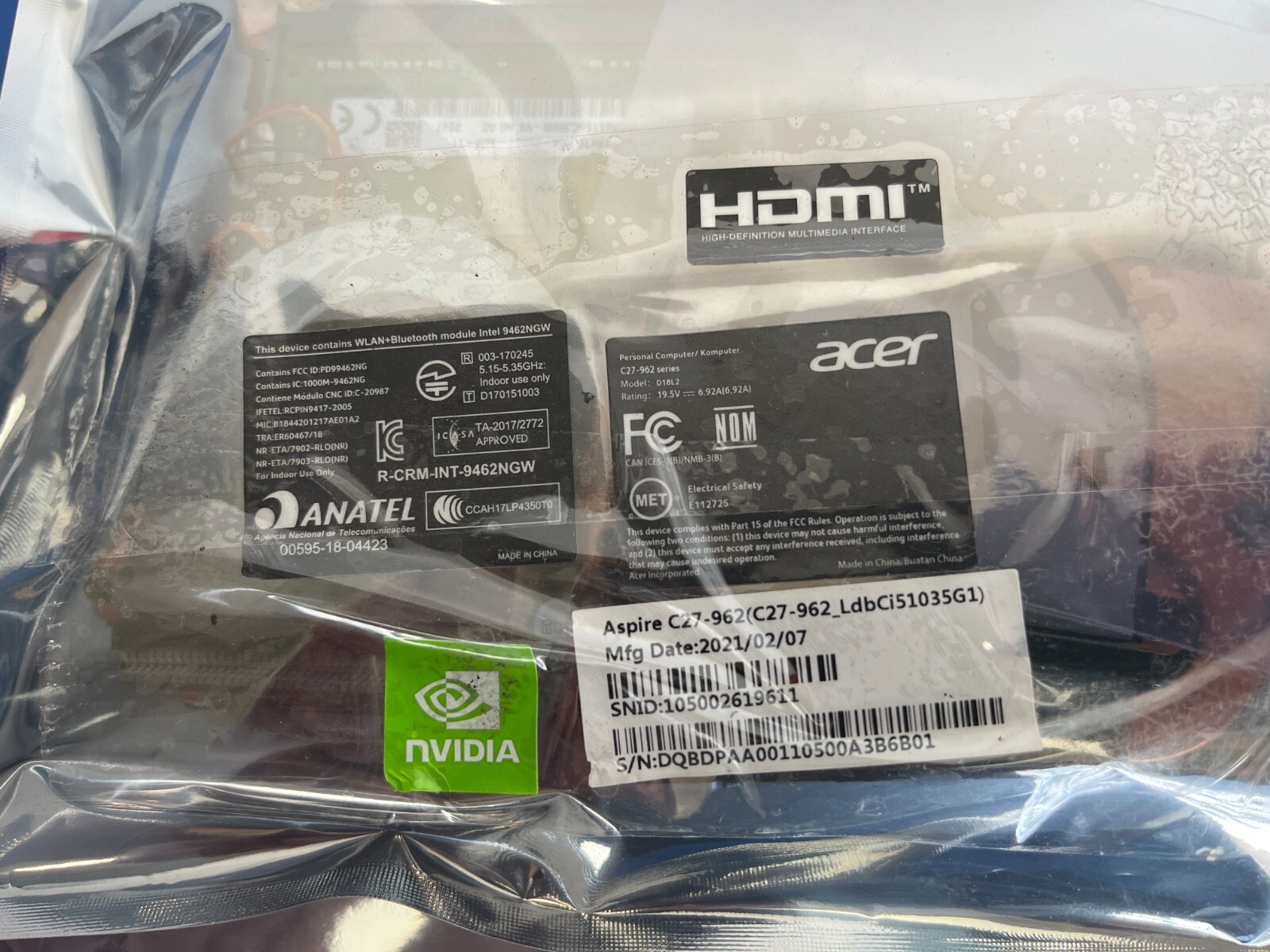 DQ.BDPAA.001 Acer AIO Motherboard Intel Core i5 1035G1 Aspire C27-962 MX130 - Image 3