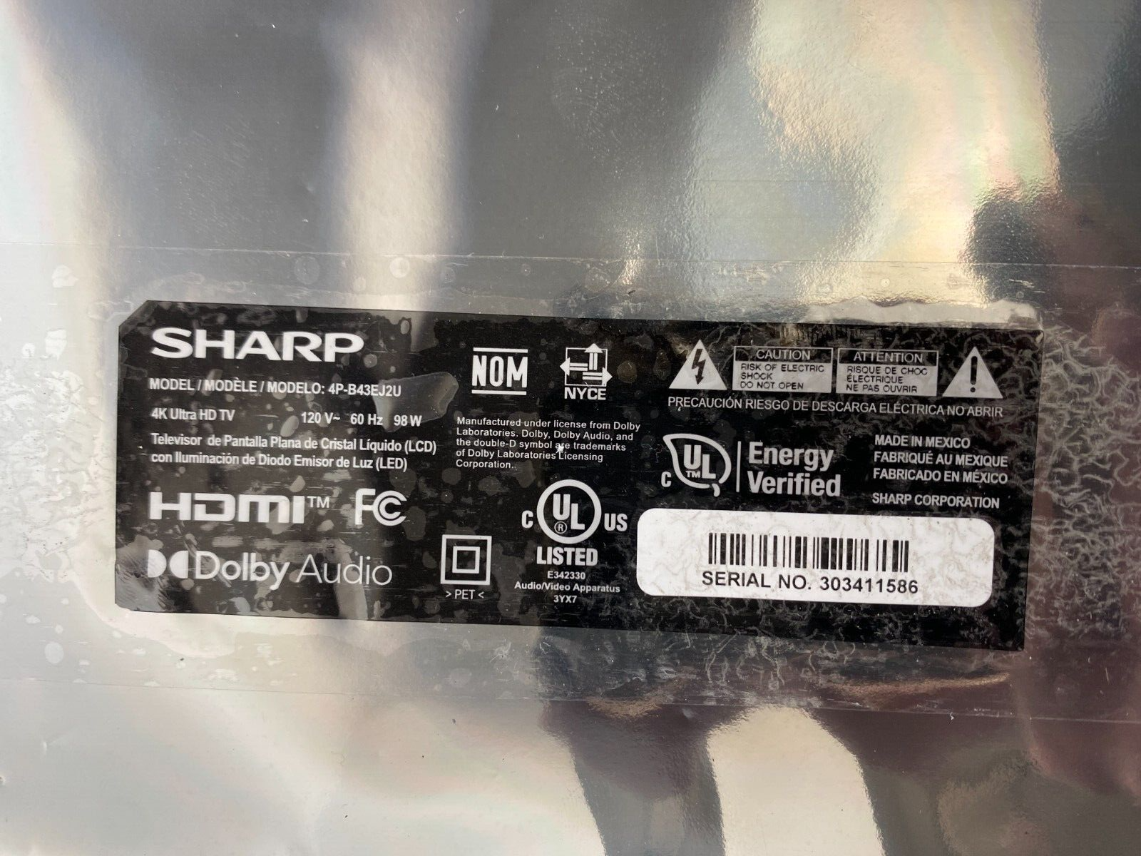 Sharp 4P-B43EJ2U 4K Ultra HD TV Main Board + T-CON + PSU Power Supply - Image 2