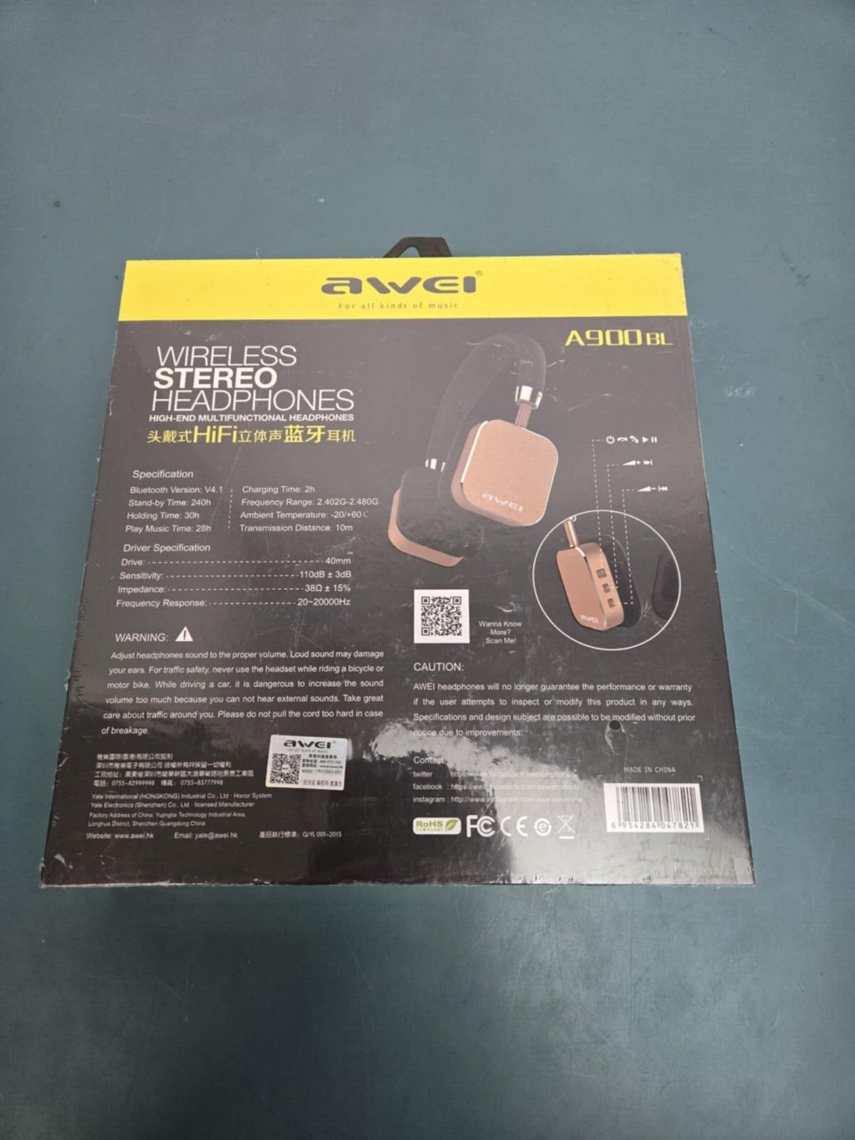 AWEI A900BL Wireless Stereo headphones rose gold - Image 2
