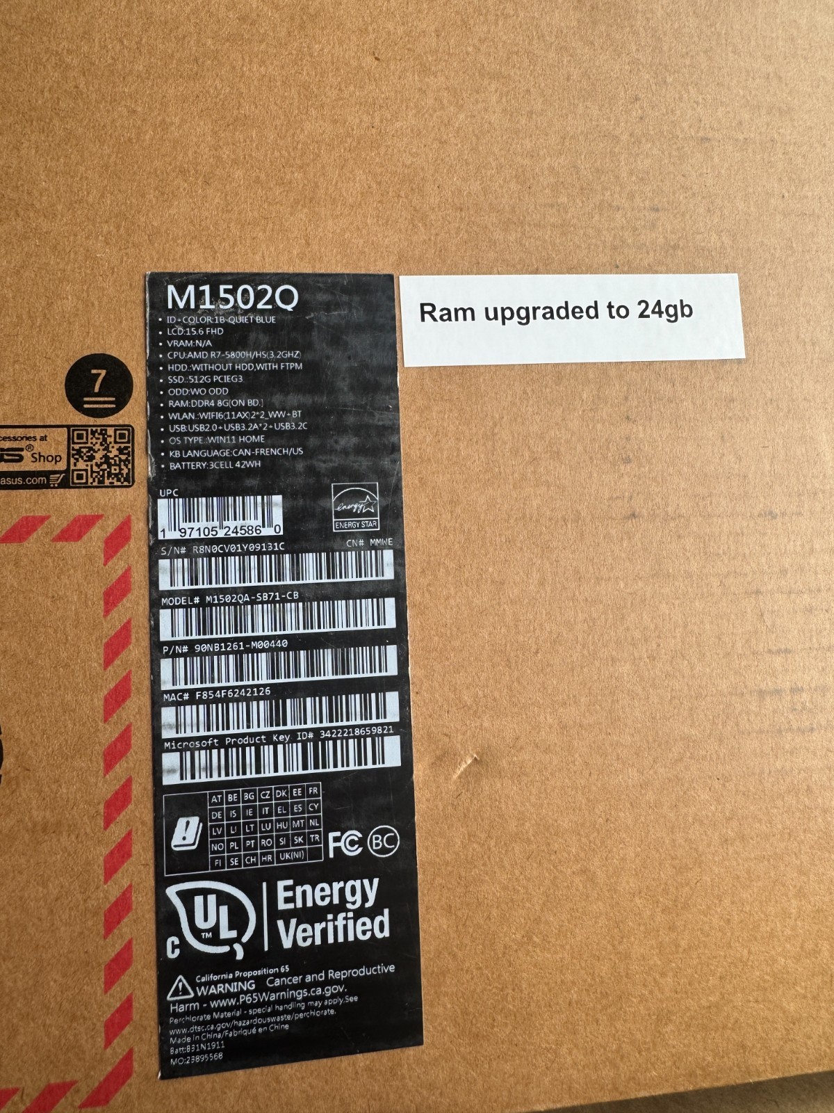 ASUS VivoBook M1502QA-SB71-CB 15.6" Laptop Ryzen 7 5800HS 24GB DDR4 512GB SSD - Image 2