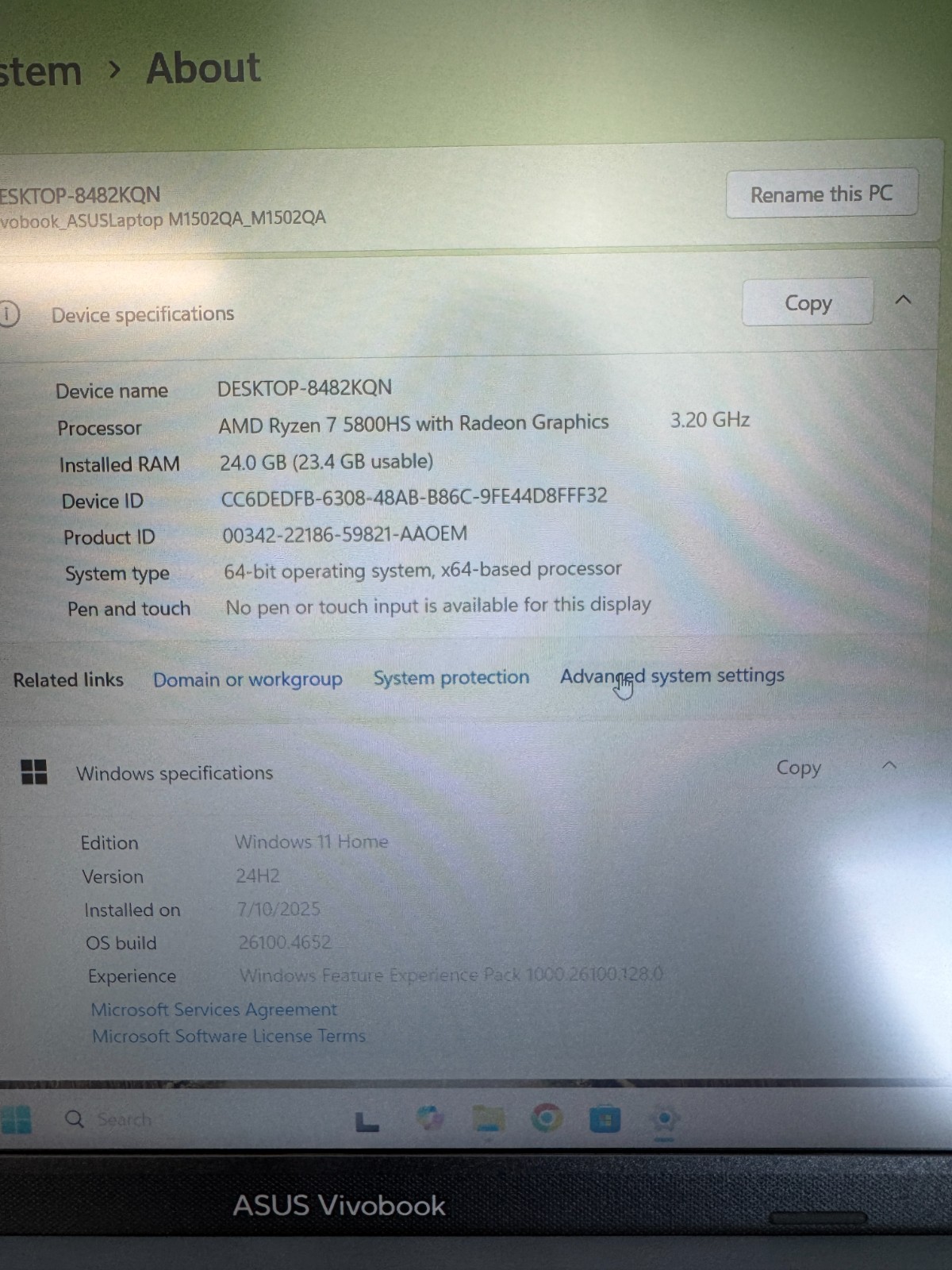 ASUS VivoBook M1502QA-SB71-CB 15.6" Laptop Ryzen 7 5800HS 24GB DDR4 512GB SSD - Image 16