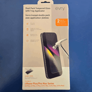EVRY Dual Pack Tempered Glass with Tray Applicator for iPhone 13, 14 15 Plus
