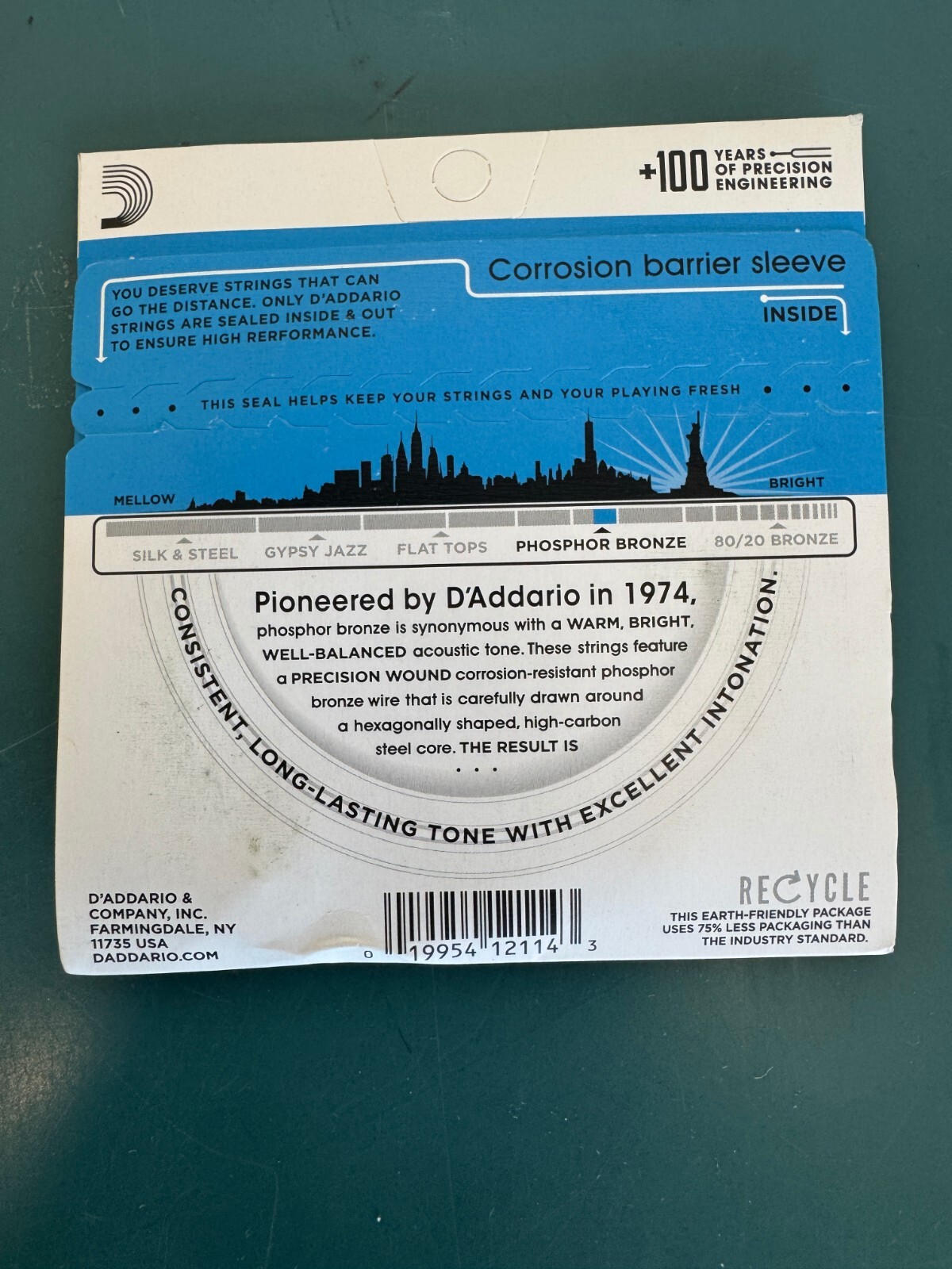 D'Addario EJ16 12-53 Light Phosphor Bronze Acoustic Guitar Strings - Image 2