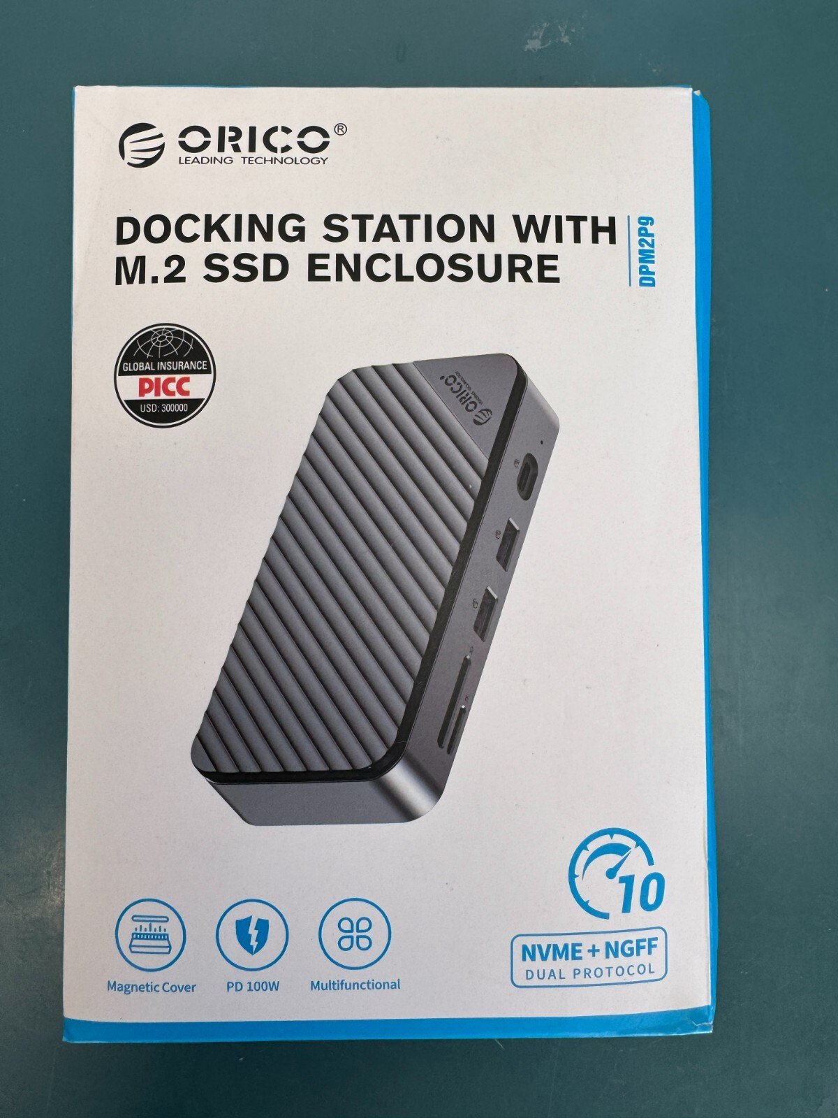 ORICO M.2 NVMe SATA SSD Enclosure 10Gbps PD100W RJ45 4K 10-in-1 Docking Station - Image 2