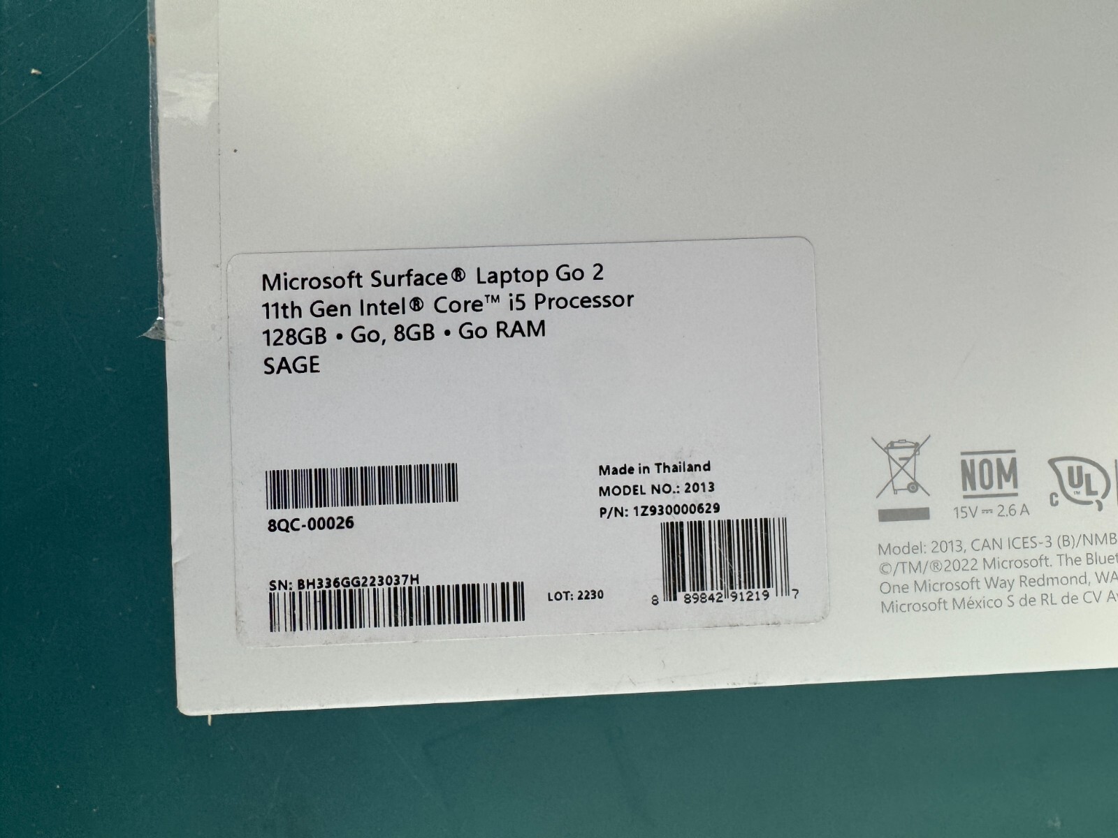 Microsoft Surface Laptop Go 2 2013 12.4” TouchScreen i5-1135G7 8GB 128GB W11H - Image 5