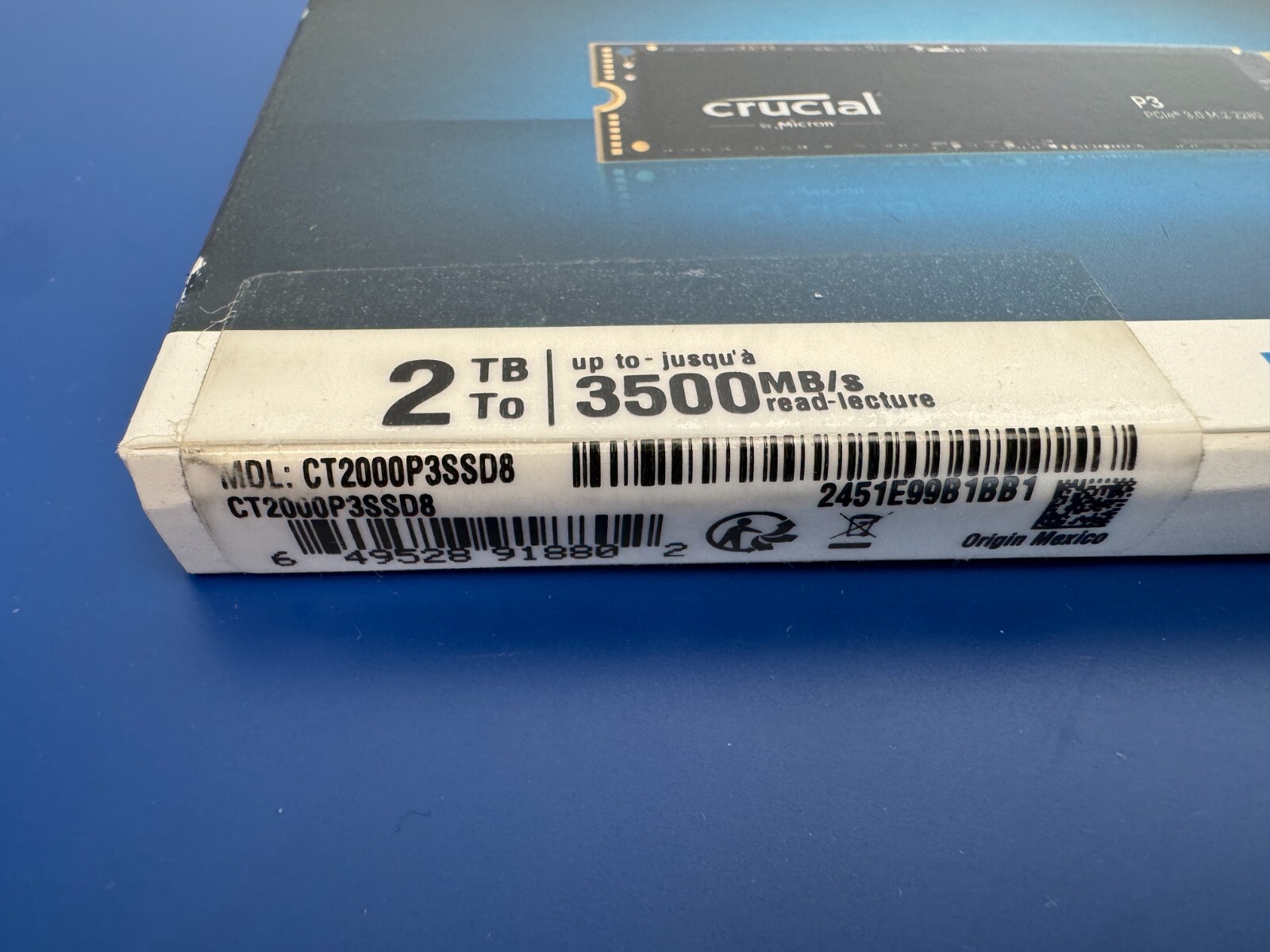 Crucial P3 2TB PCIe 3.0 3D NAND NVMe M.2 SSD up to 3500MB/s CT2000P3SSD8 - Image 2