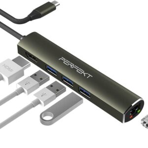 Perfekt USB-C 5 Port PREMIUM MULTI-HUB HMDI/USB/ETHERNET