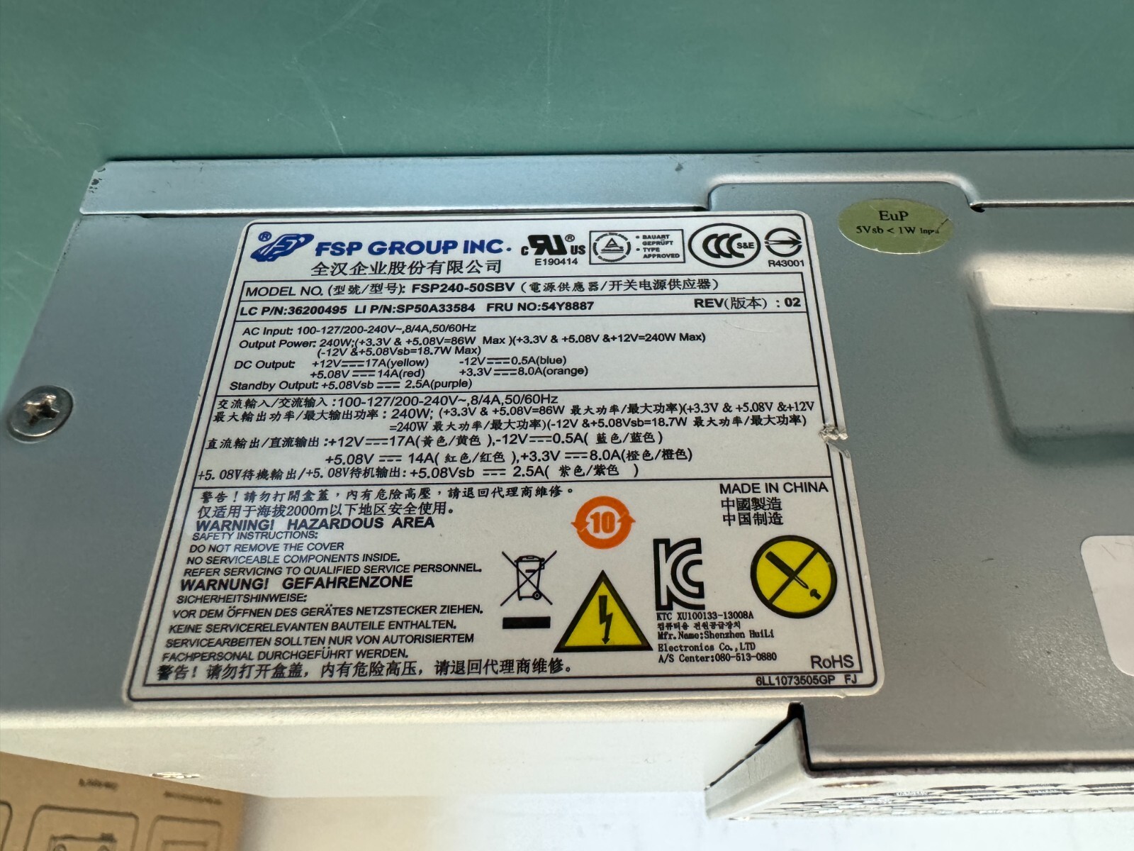FSP FSP240-50SBV FSP GROUP Power Supply Input 110-240V Output 240W MAX - Image 2