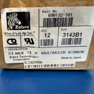 12xGenuine Zebra 800132-001 Wax Resin Ribbon 1.30” TLP2824 Plus thermal transfer