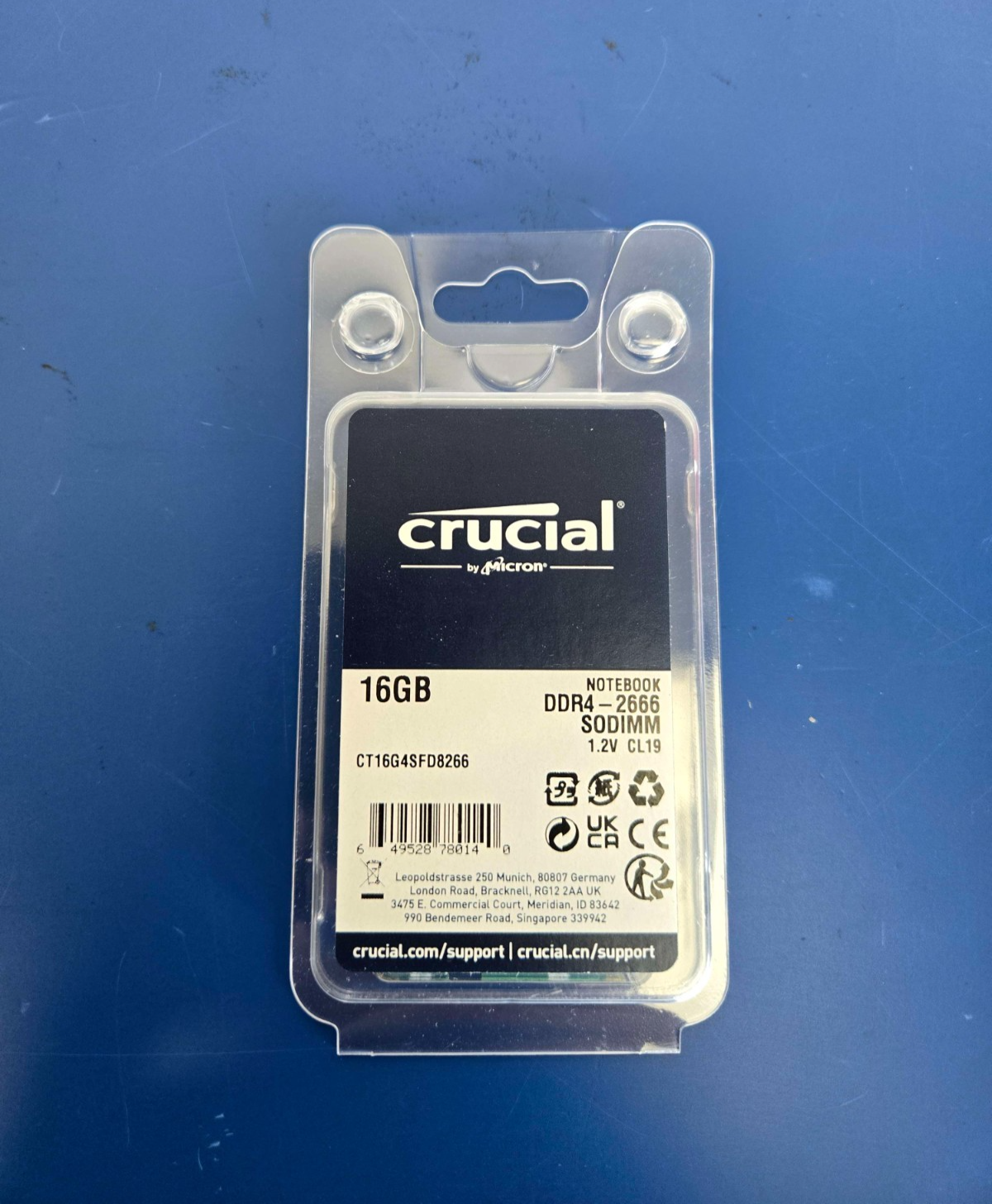 Crucial 16GB-2666 CL19 (DDR4) SODIMM Memory CT16G4TFD8266.M16FRS