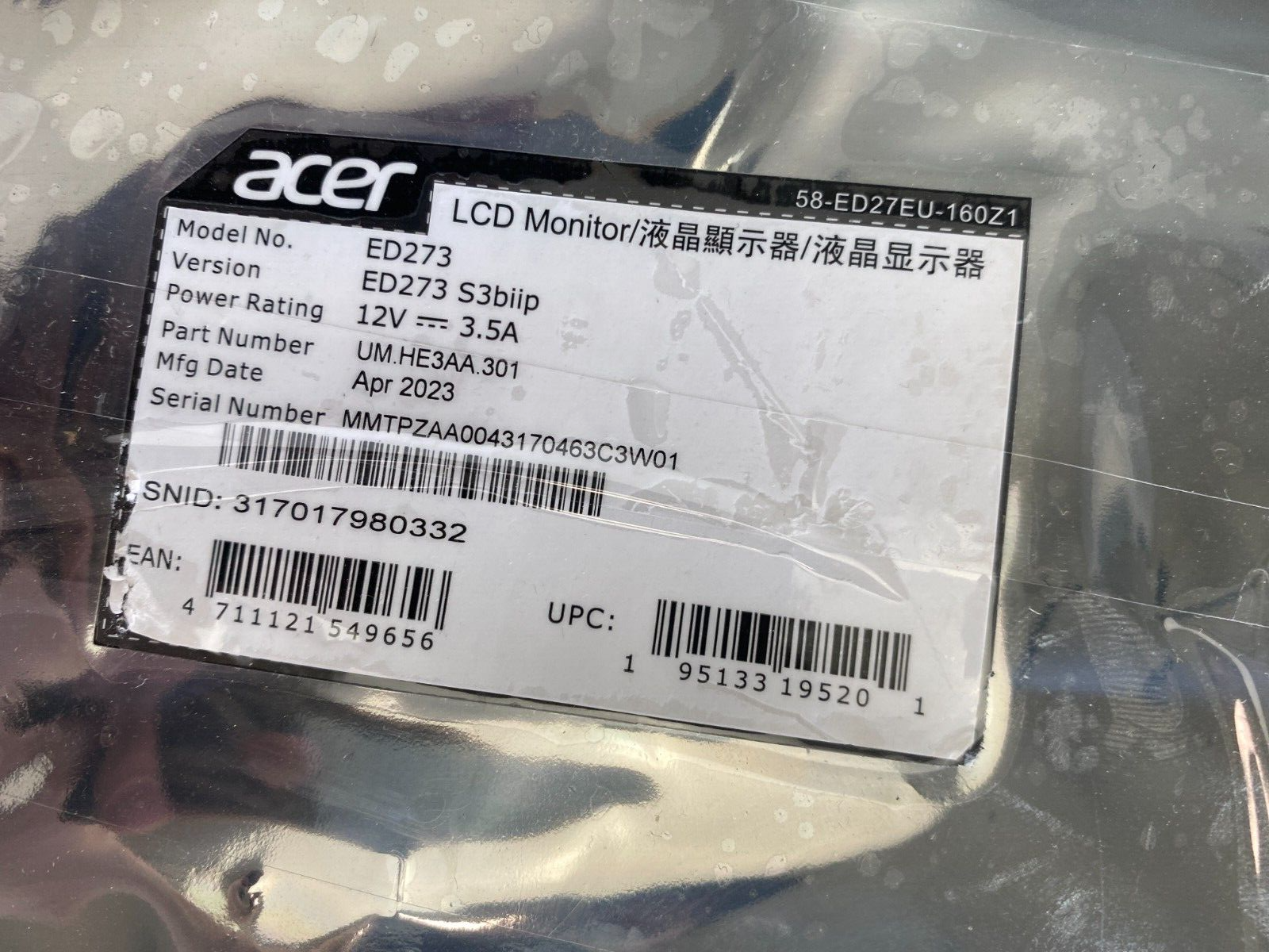 ACER ED273 S3biip Monitor Main Board - Image 2