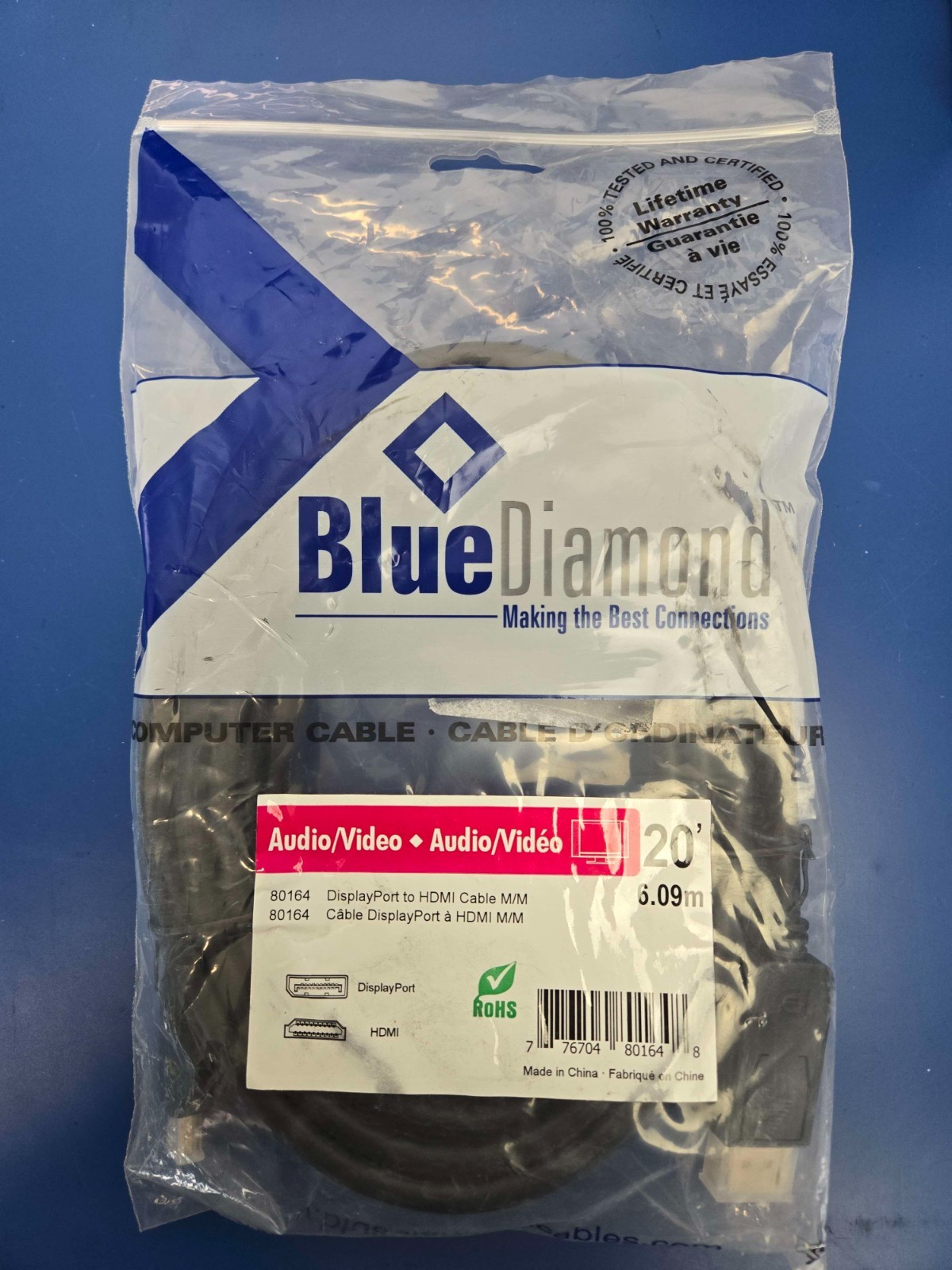 BlueDiamond DisplayPort to HDMI Cable 6.09m 20ft M/M