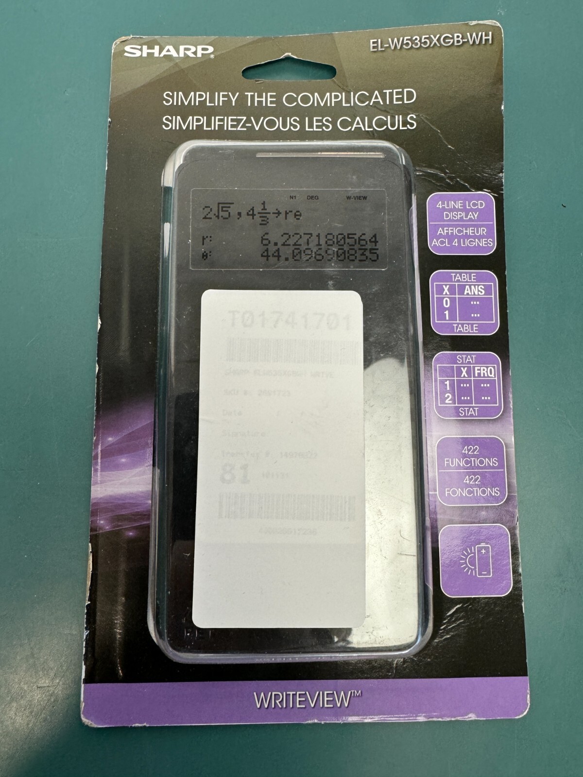 Sharp ELW535XGBWH Scientific Calculator 422 functions - Image 2