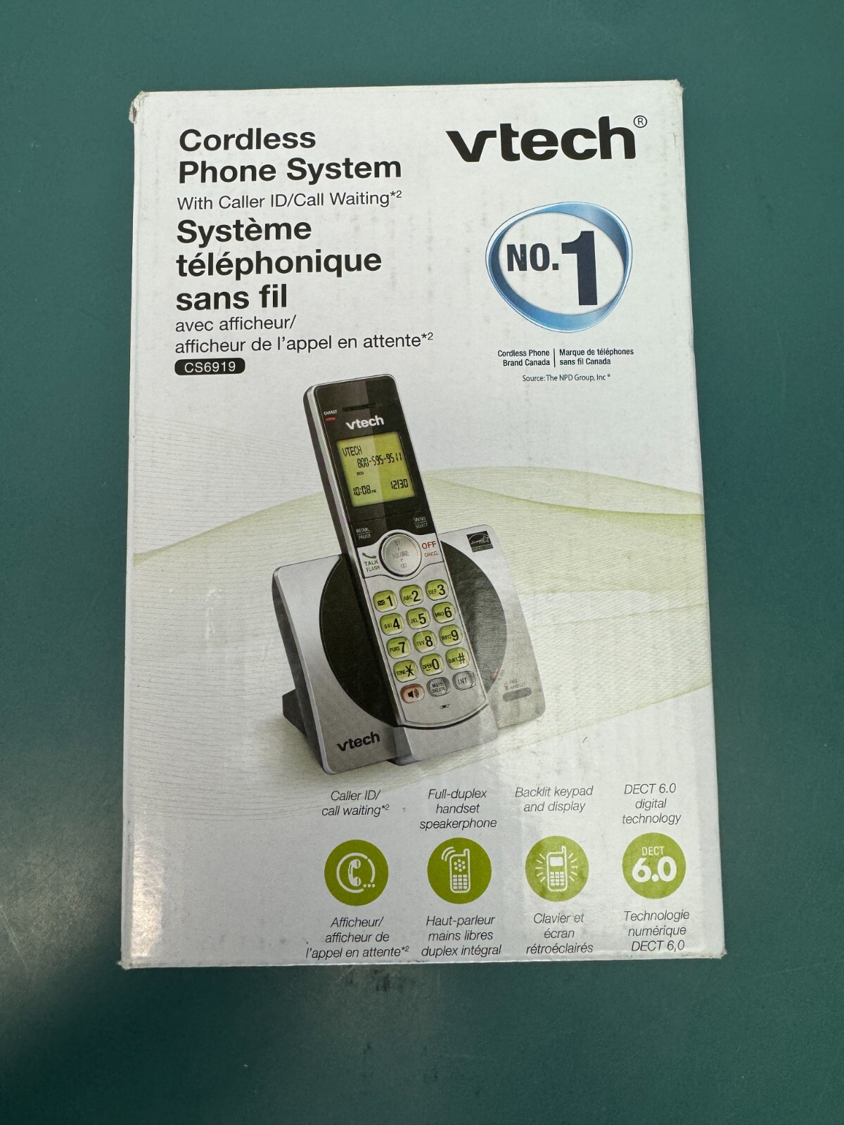VTech CS6919 DECT 6.0 Expandable Cordless Phone with Call Block, Silver & Black