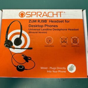 Spracht ZUMRJ9B Black Wired Over The Ear Headset For Landline Desktop Phones