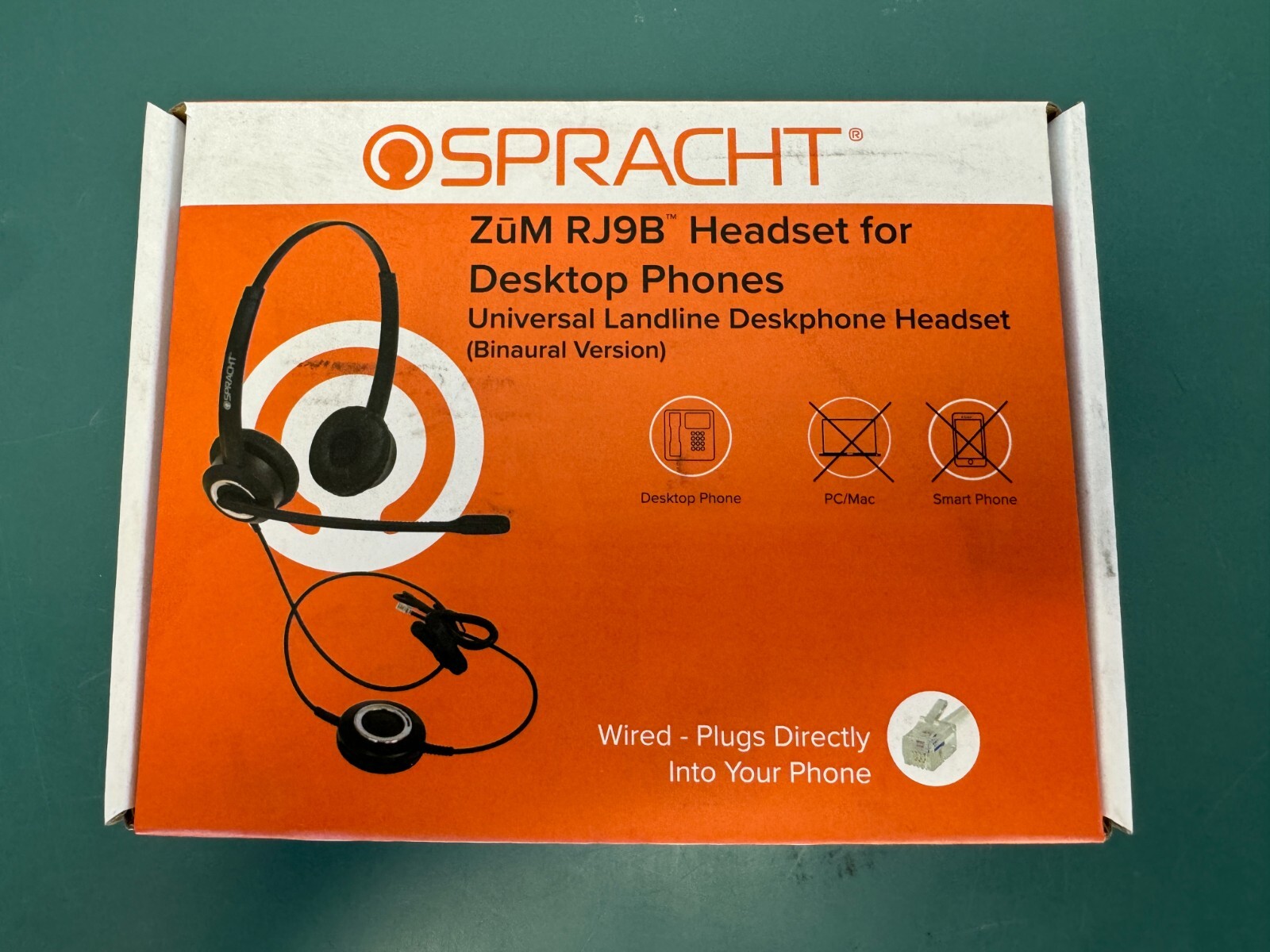 Spracht ZUMRJ9B Black Wired Over The Ear Headset For Landline Desktop Phones