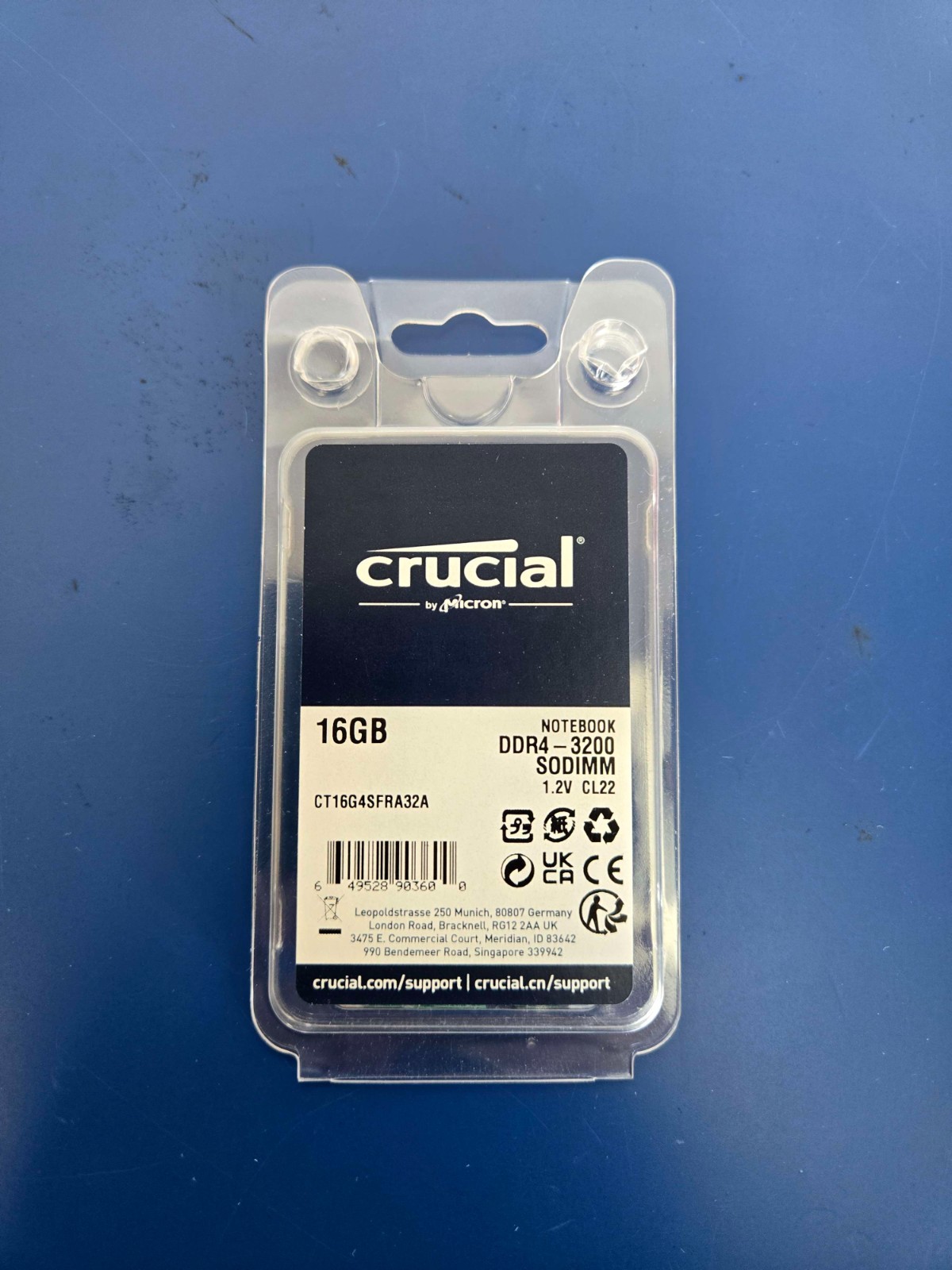 Crucial 16GB DDR4-3200 Laptop Memory RAM SODIMM CT16G4SFRA32A.C8FE
