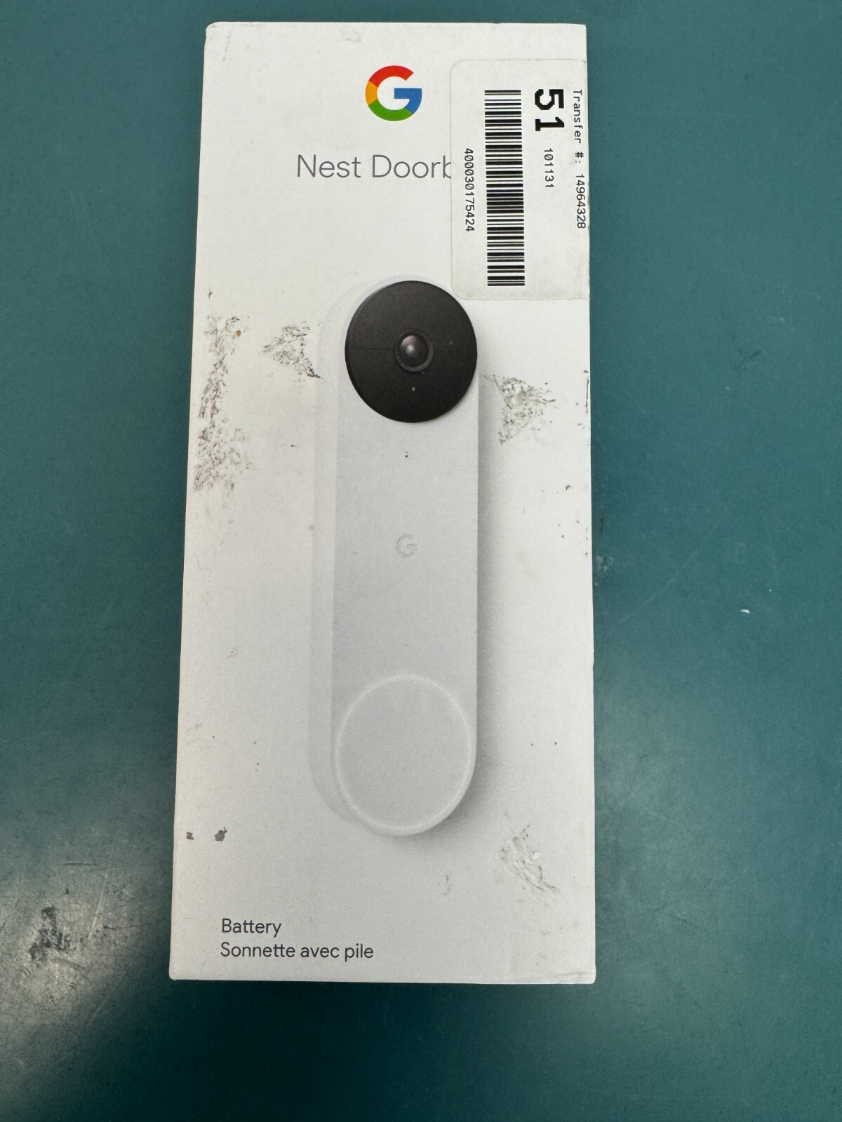 Google - Nest Wi-Fi Video Doorbell - Battery Operated - Snow GA01318-CA
