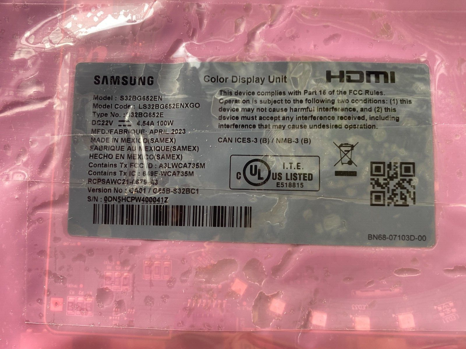 Samsung Odyssey G6 S32BG652EN Monitor Main Board - Image 2