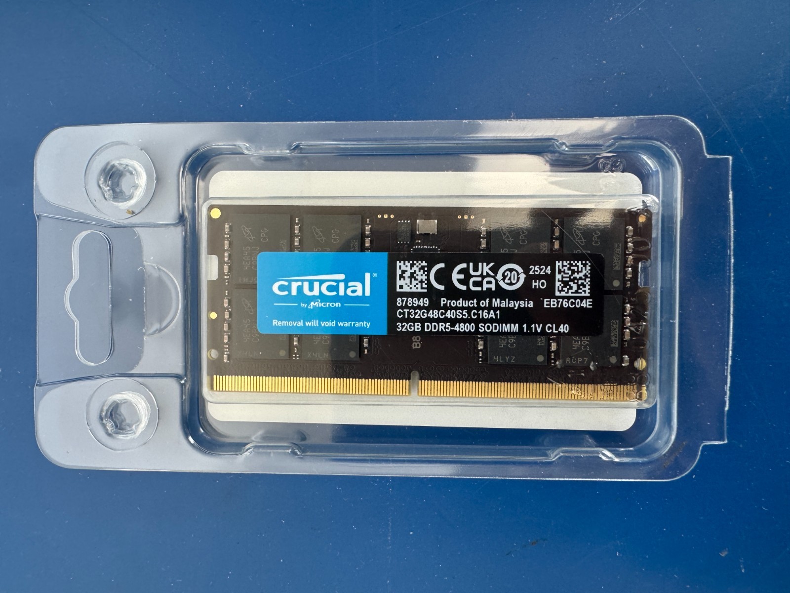 Crucial 32GB DDR5 4800MHz CL40 SODIMM Laptop Memory - CT32G48C40S5 - Image 2