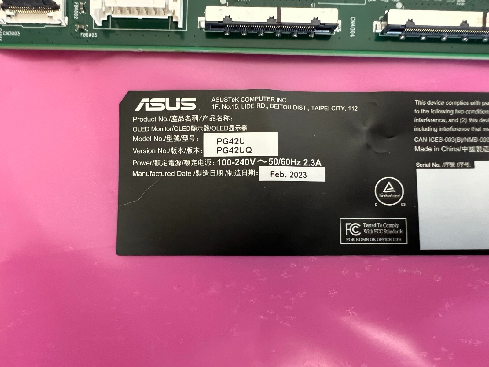 ASUS ROG SWIFT PG42UQ Monitor Replacement Main Board - Image 2